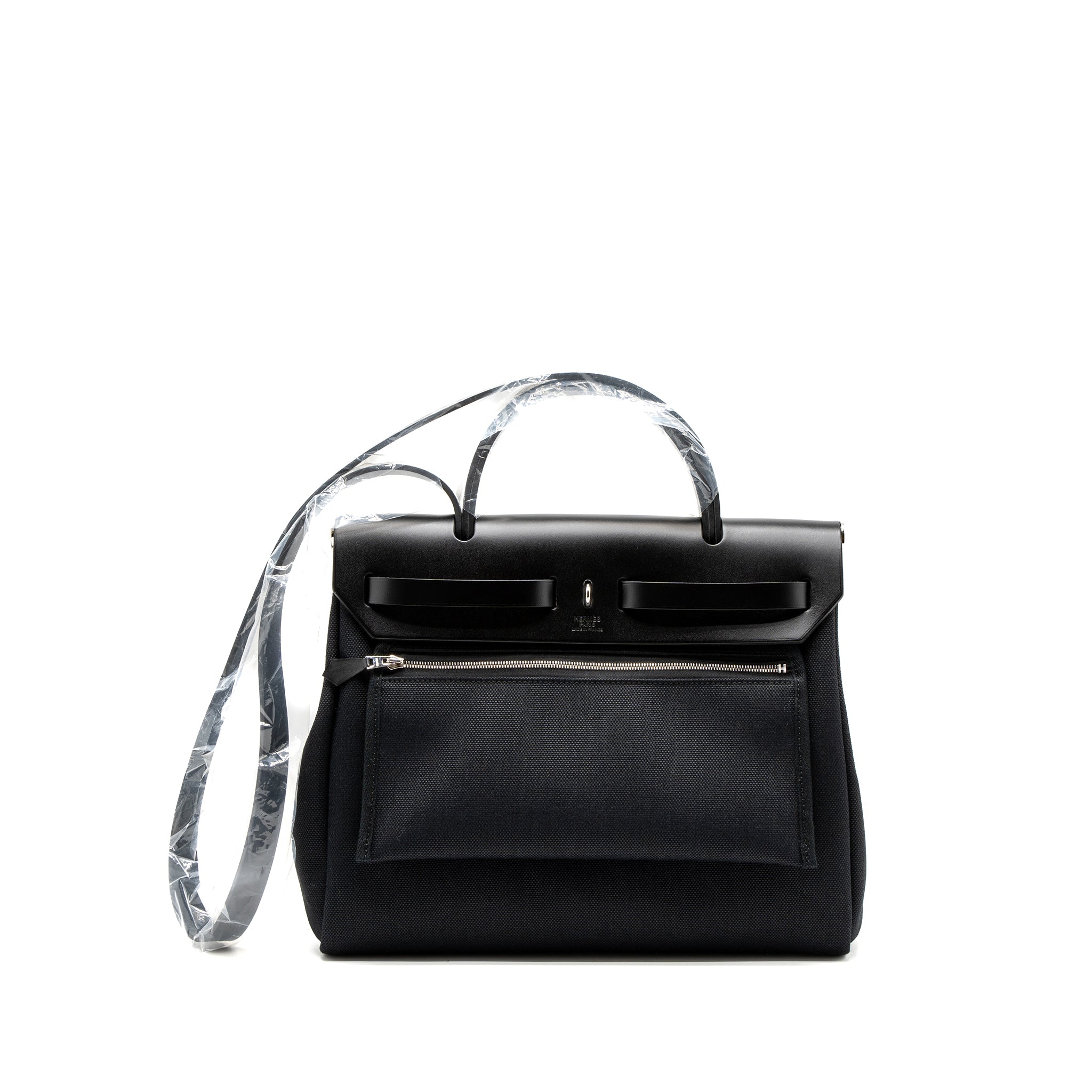 HERMES HERBAG ZIP 31 BAG RETOURNE TOILE MILITARIES CANVAS/HUNTER BLACK SHW