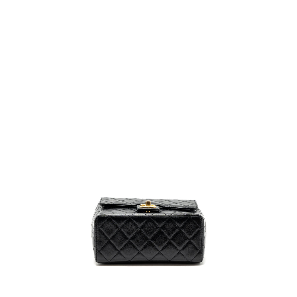 CHANEL 22K RETRO NEW SQUARE LARGE FLAP BAG GOATSKIN BLACK GHW (MICROCHIP)