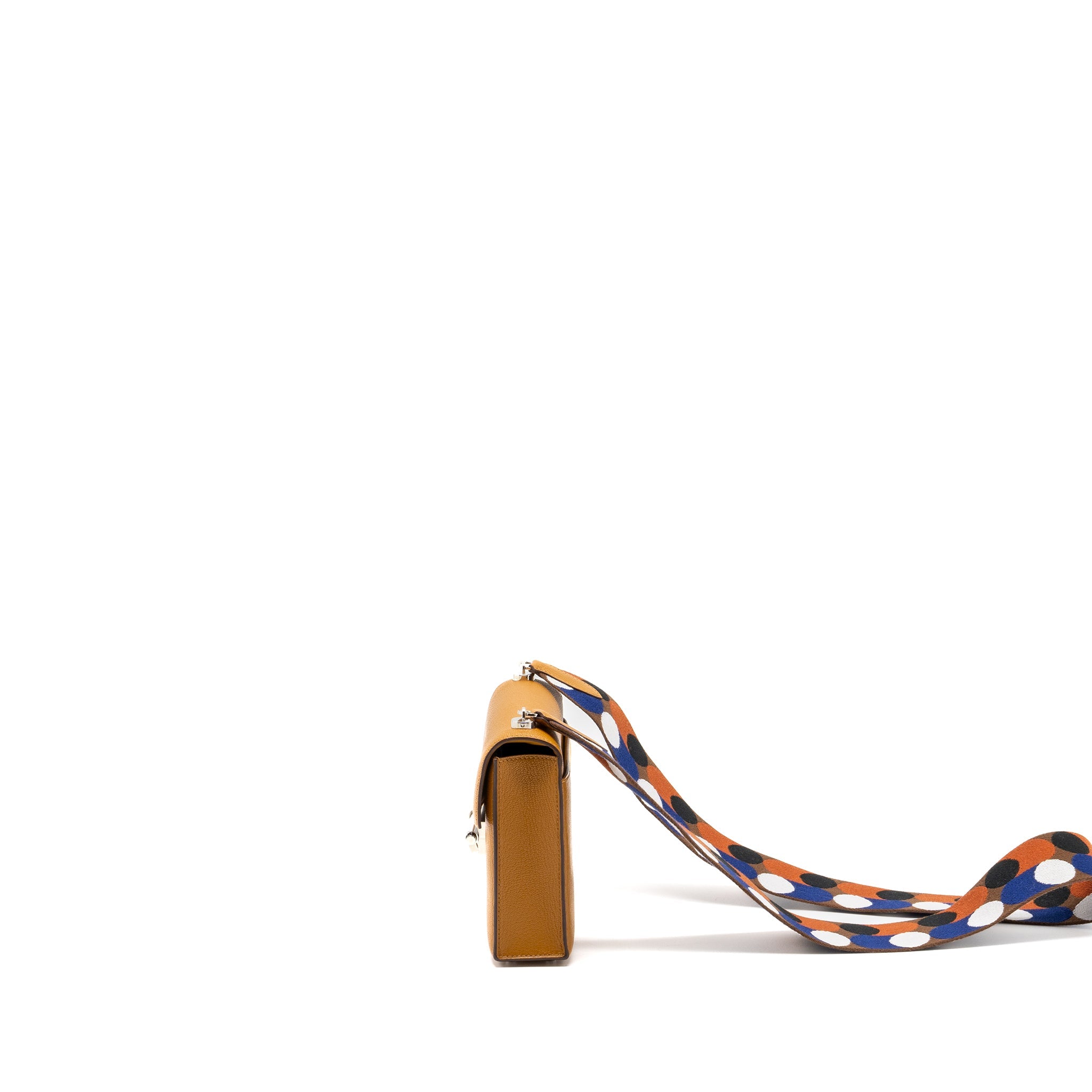 HERMES MINI STRAP VERROU BAG CHEVRE MYSORE CARAMEL/MULTICOLOUR SHW