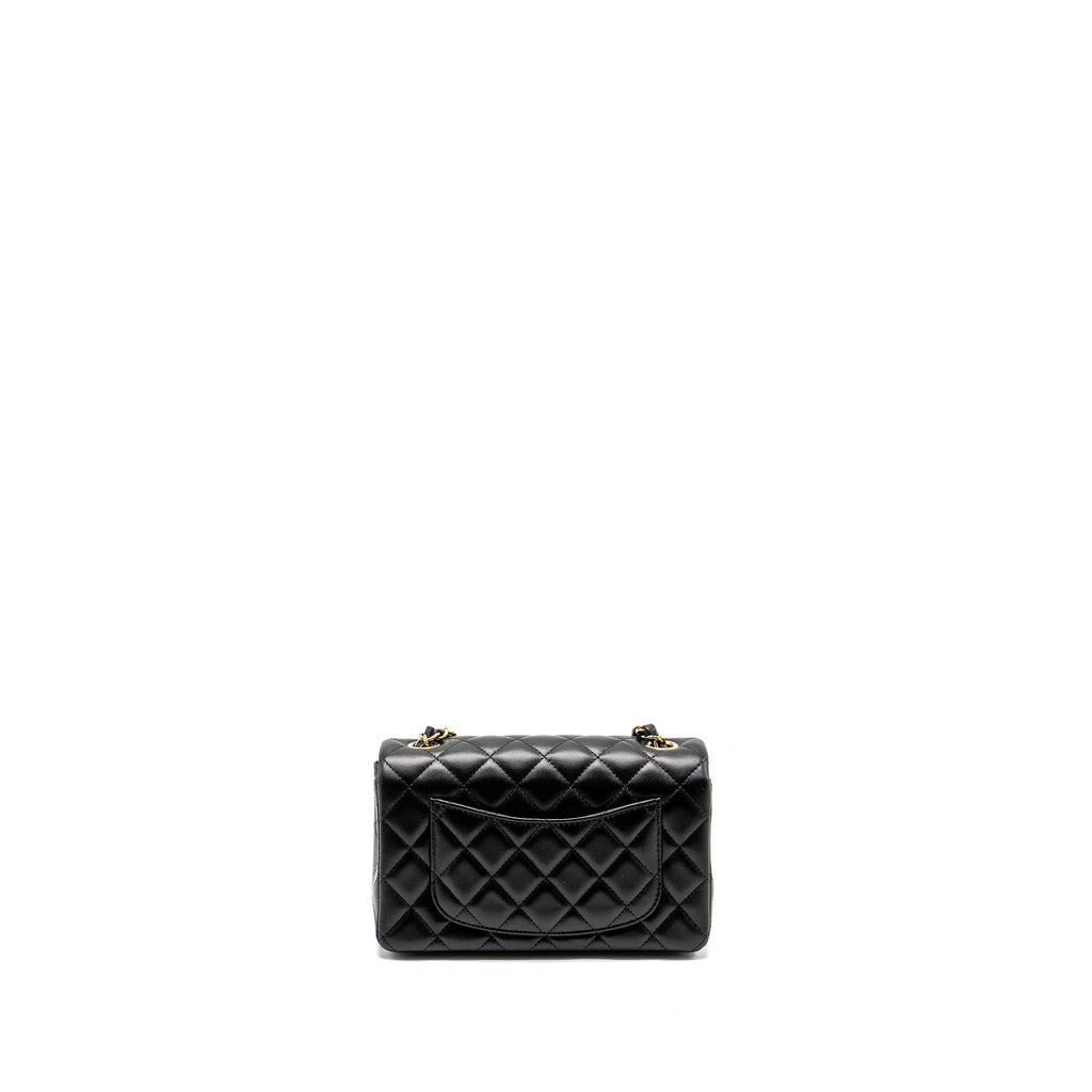 CHANEL MINI RECTANGULAR FLAP BAG LAMBSKIN BLACK LGHW (MICROCHIP)