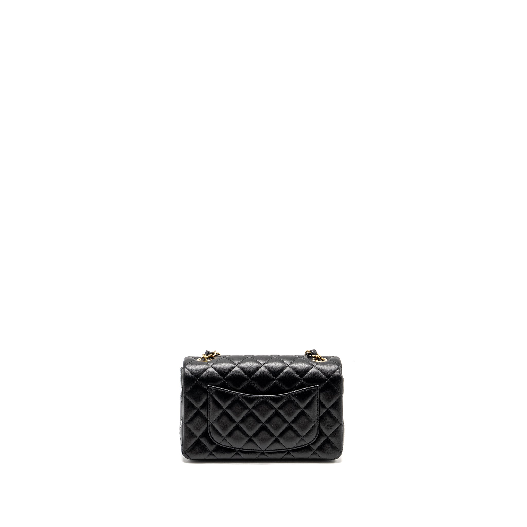 CHANEL MINI RECTANGULAR FLAP BAG LAMBSKIN BLACK LGHW (MICROCHIP)