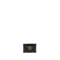 CHANEL 19 CARD HOLDER LAMBSKIN BLACK GHW (MICROCHIP)