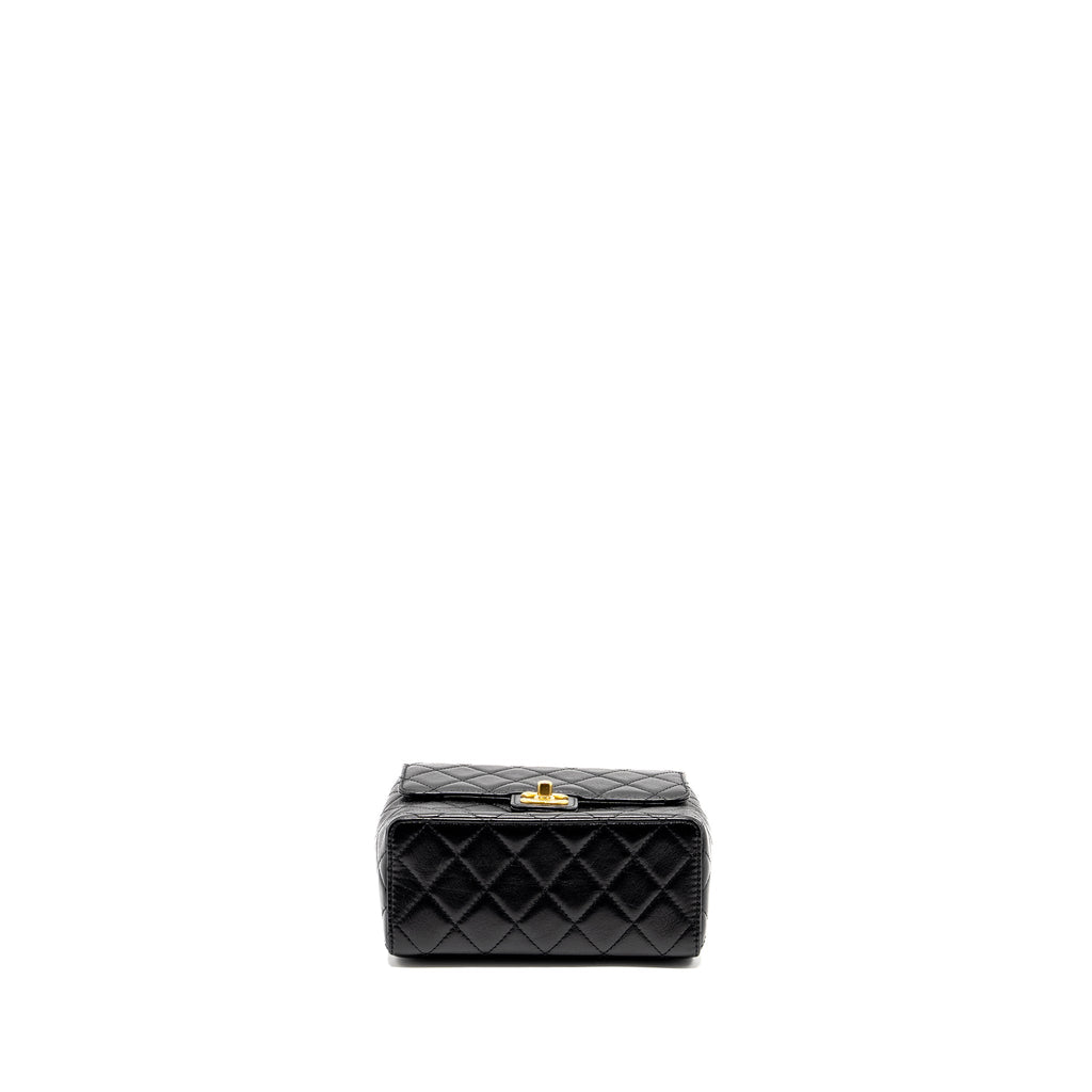 CHANEL 22K RETRO CLASSIC NEW SQUARE LARGE FLAP BAG GOATSKIN BLACK GHW (MICROCHIP)