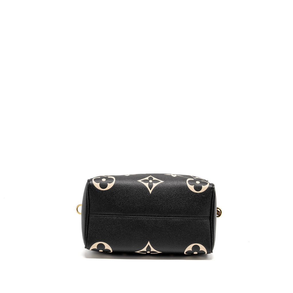 LOUIS VUITTON SPEEDY 25 BANDOULIERE BICOLOR MONOGRAM EMPREINTE BLACK GHW
