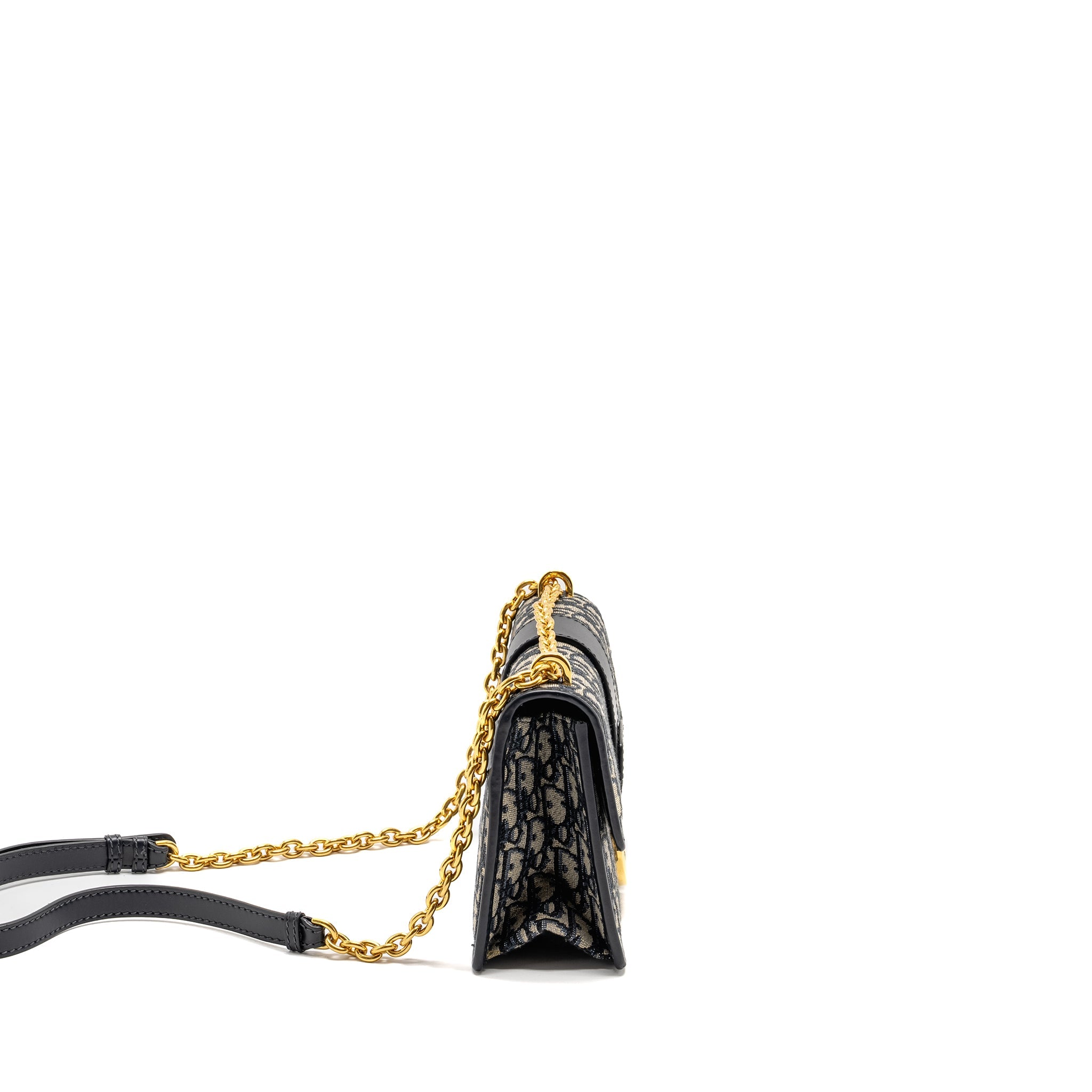DIOR 30 MONTAIGNE CHAIN BAG OBLIQUE JACQUARD BLUE GHW
