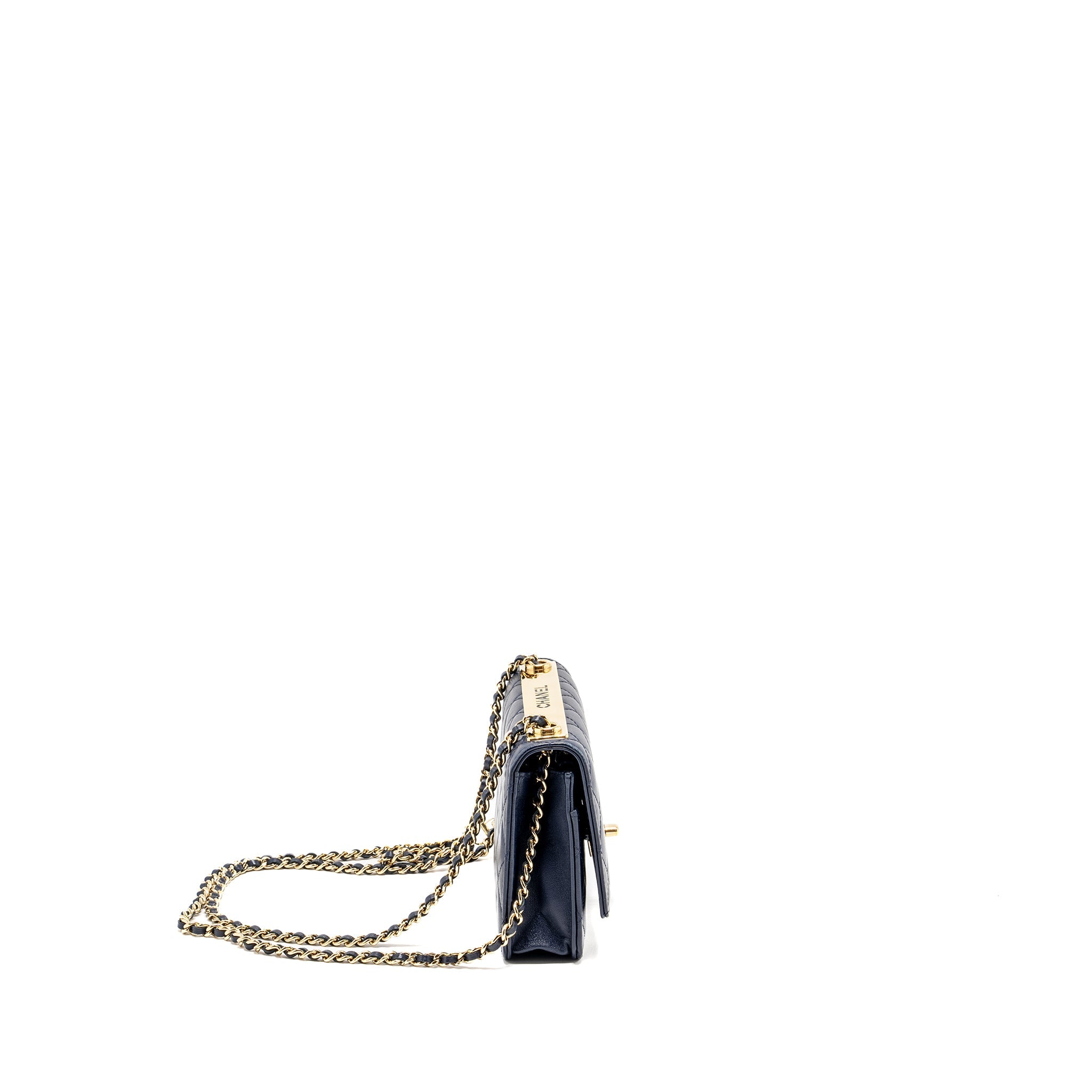 CHANEL TRENDY CC WALLET ON CHAIN LAMBSKIN NAVY LGHW