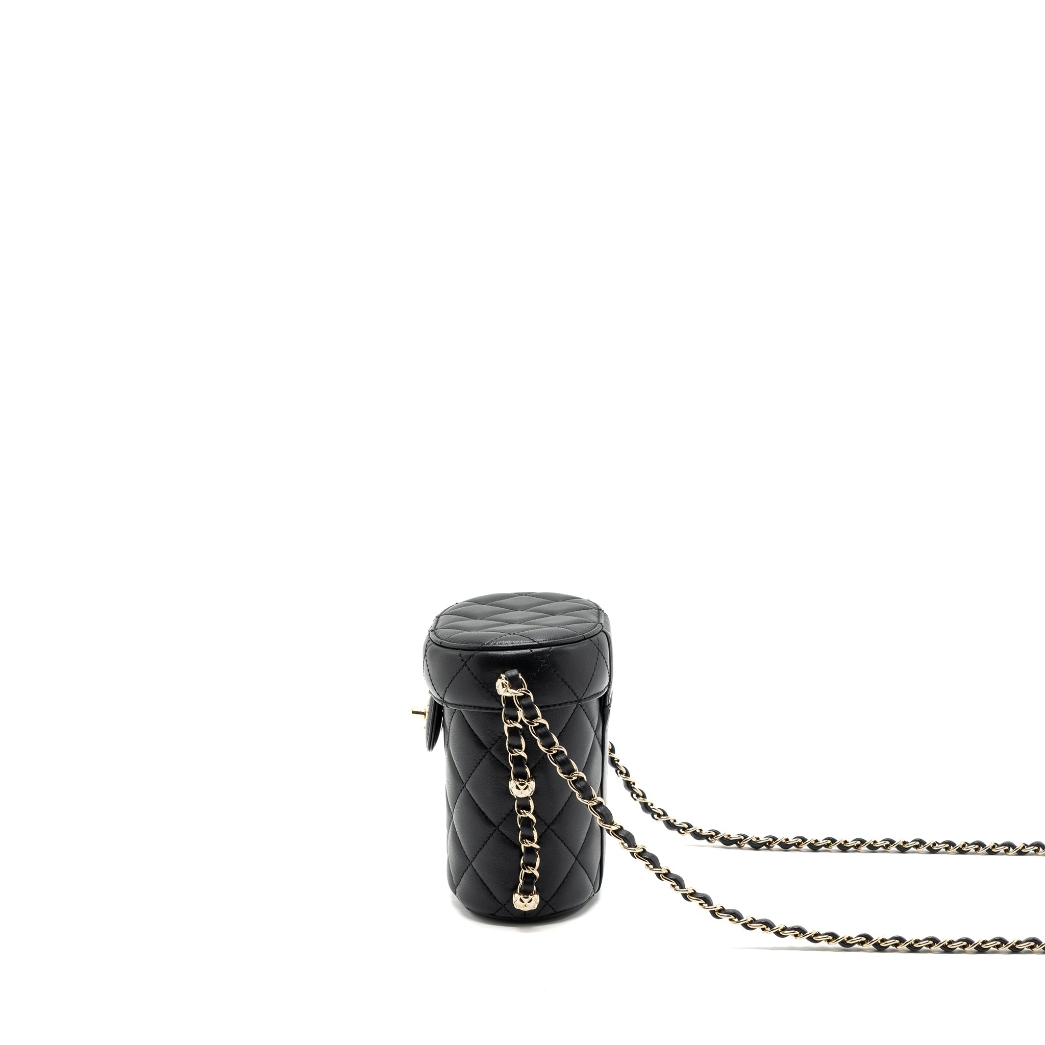 CHANEL VANITY WITH CHAIN LAMBSKIN BLACK LGHW(MICROCHIP)