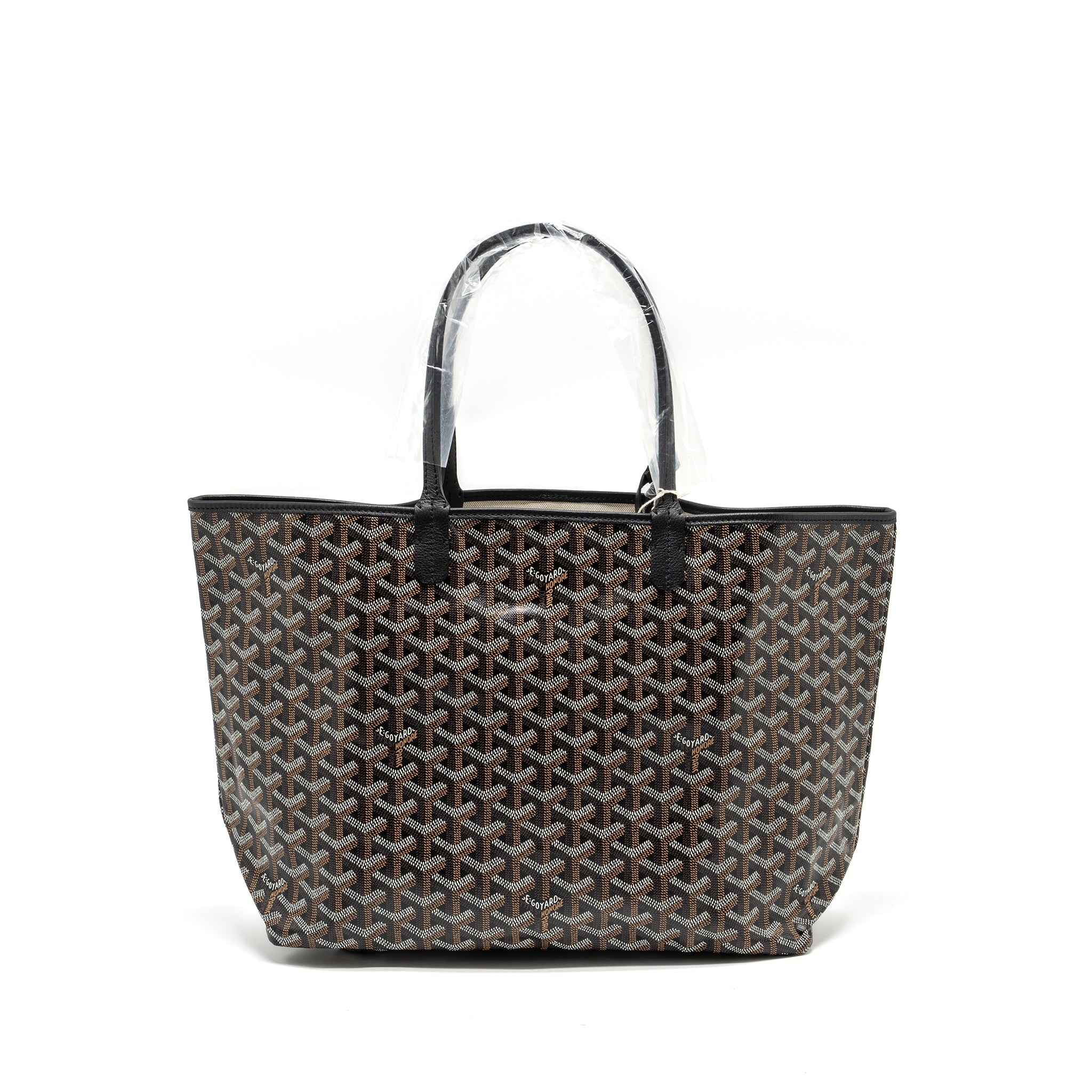 GOYARD SAINT LOUIS PM TOTE BAG GOYARDLINE CANVAS / LEATHER BLACK SHW
