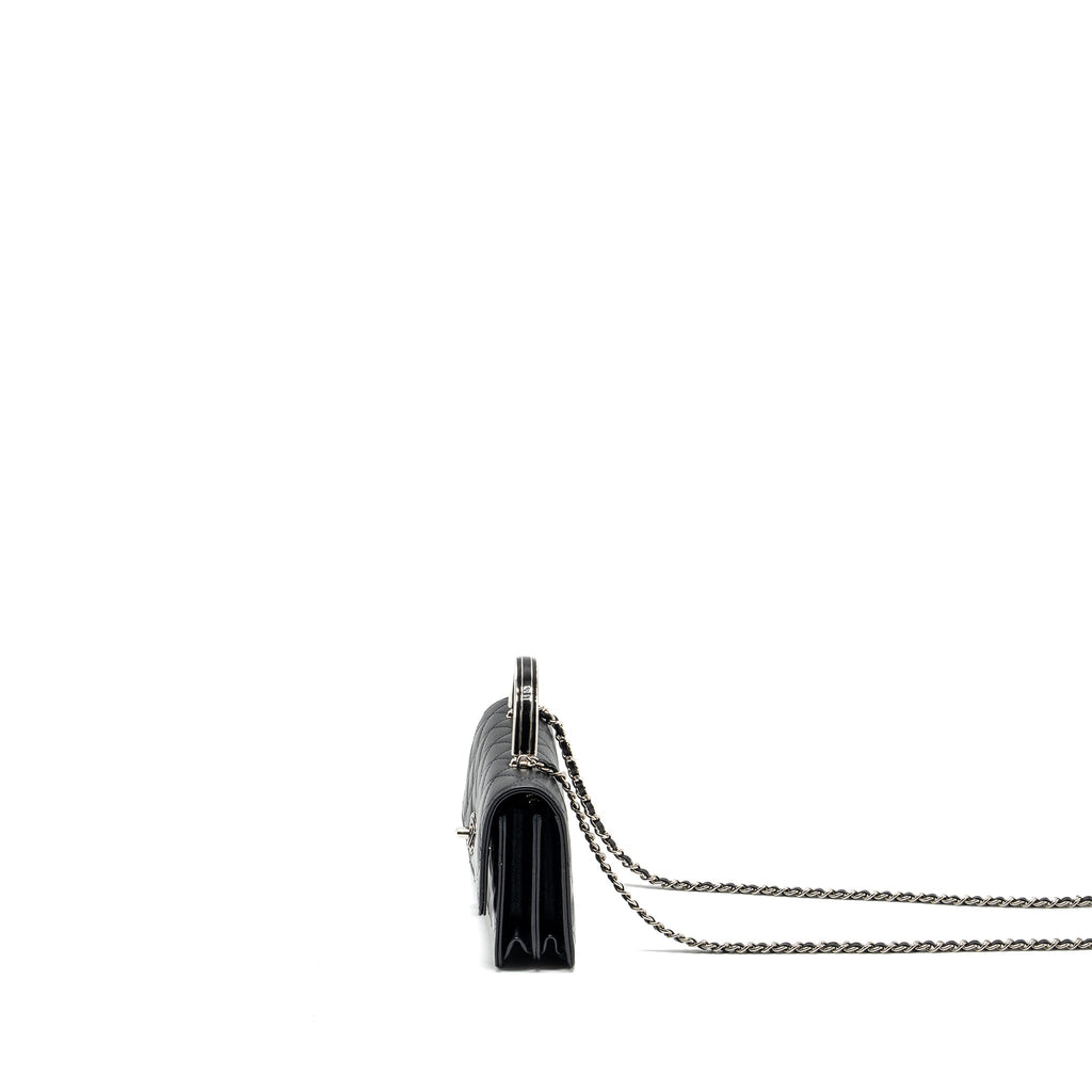 CHANEL TOP HANDLE MINI WALLET ON CHAIN FLAP BAG LAMBSKIN BLACK SHW (MICROCHIP)