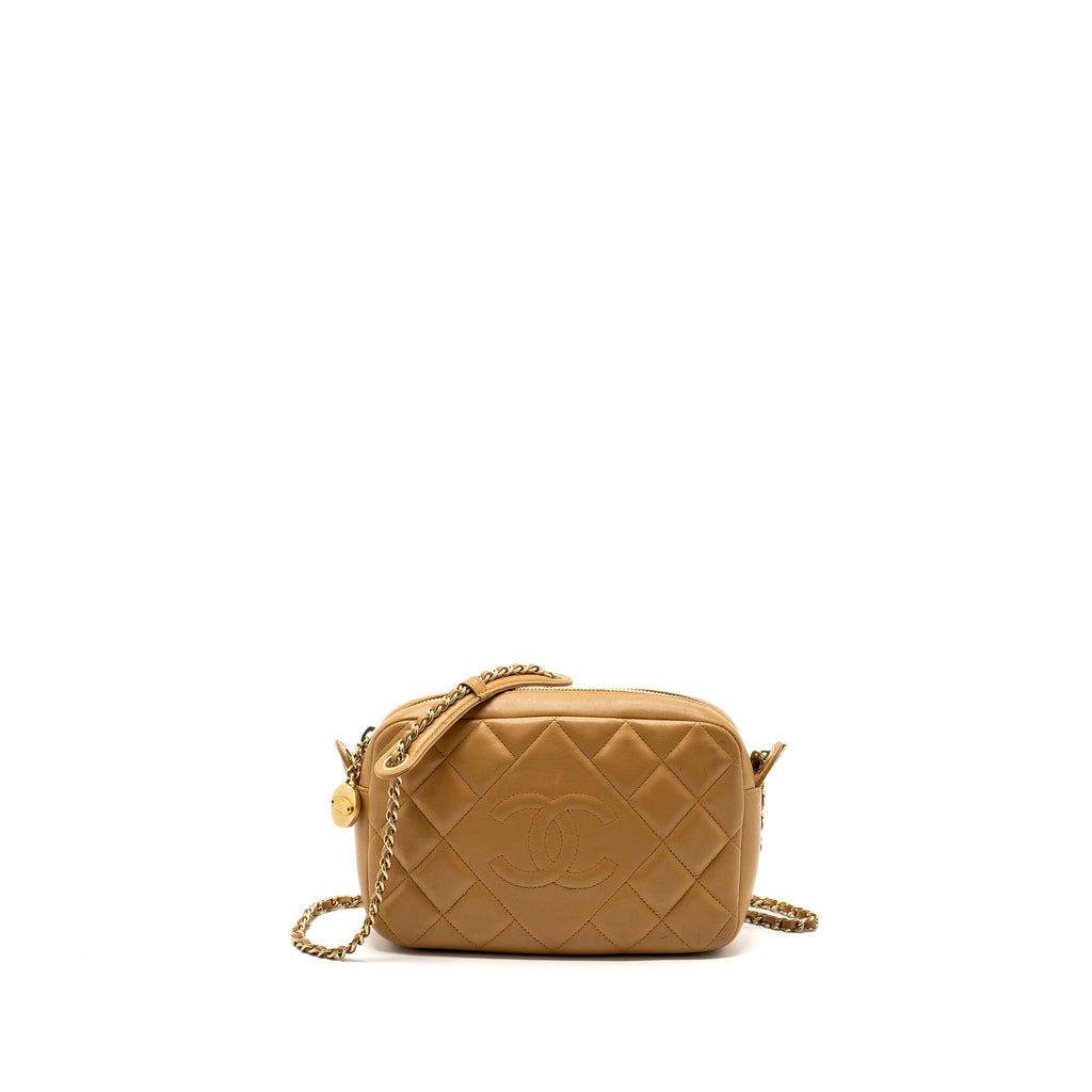 CHANEL SMALL CAMERA BAG LAMBSKIN BEIGE GHW