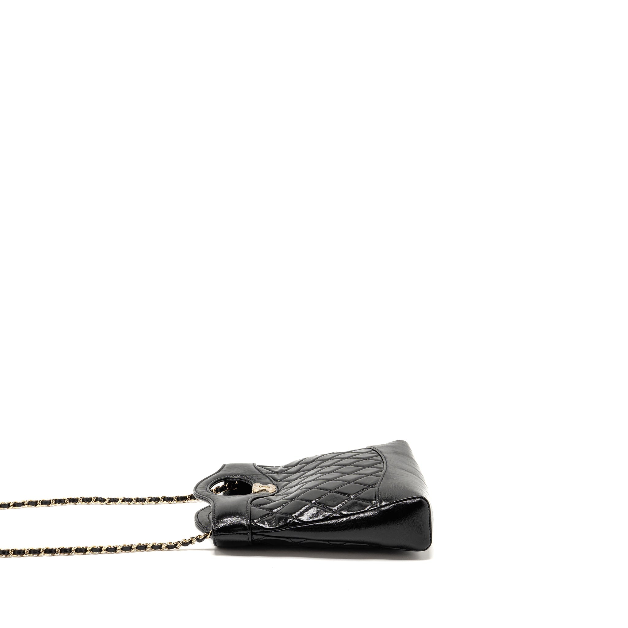 CHANEL MINI 31 BAG SHINY LAMBSKIN BLACK LGHW (MICROCHIP)