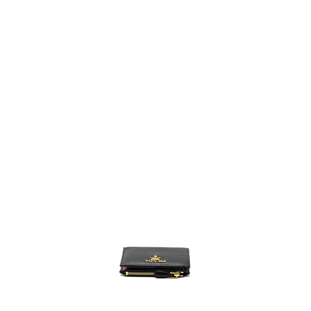 PRADA SMALL SAFFIANO LEATHER WALLET BLACK GHW