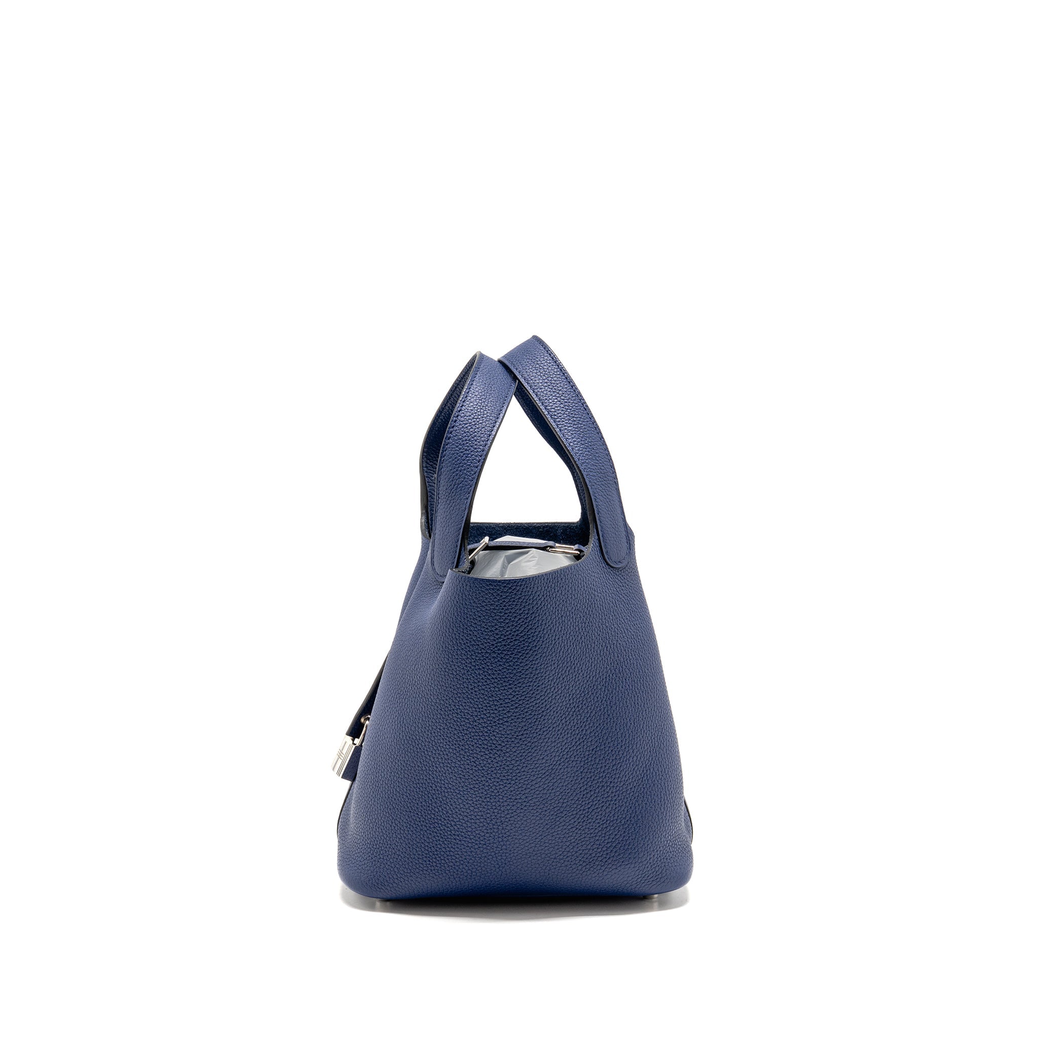 HERMES PICOTIN 18 LOCK BAG TAURILLON MAURICE BLUE SAPHIR SHW