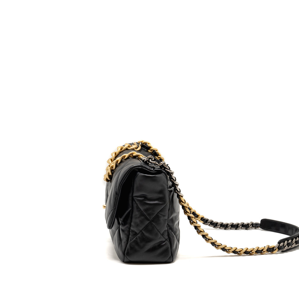 CHANEL LARGE 19 BAG GOATSKIN BLACK MULTICOLOUR HARDWARE