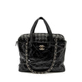 CHANEL PORTOBELLO TOTE BAG CALFSKIN/TWEED BLACK/GREY SHW