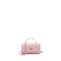 CHANEL PEARL DETAILED TOP HANDEL WALLET ON CHAIN LAMBSKIN PINK LGHW (MICROCHIP)