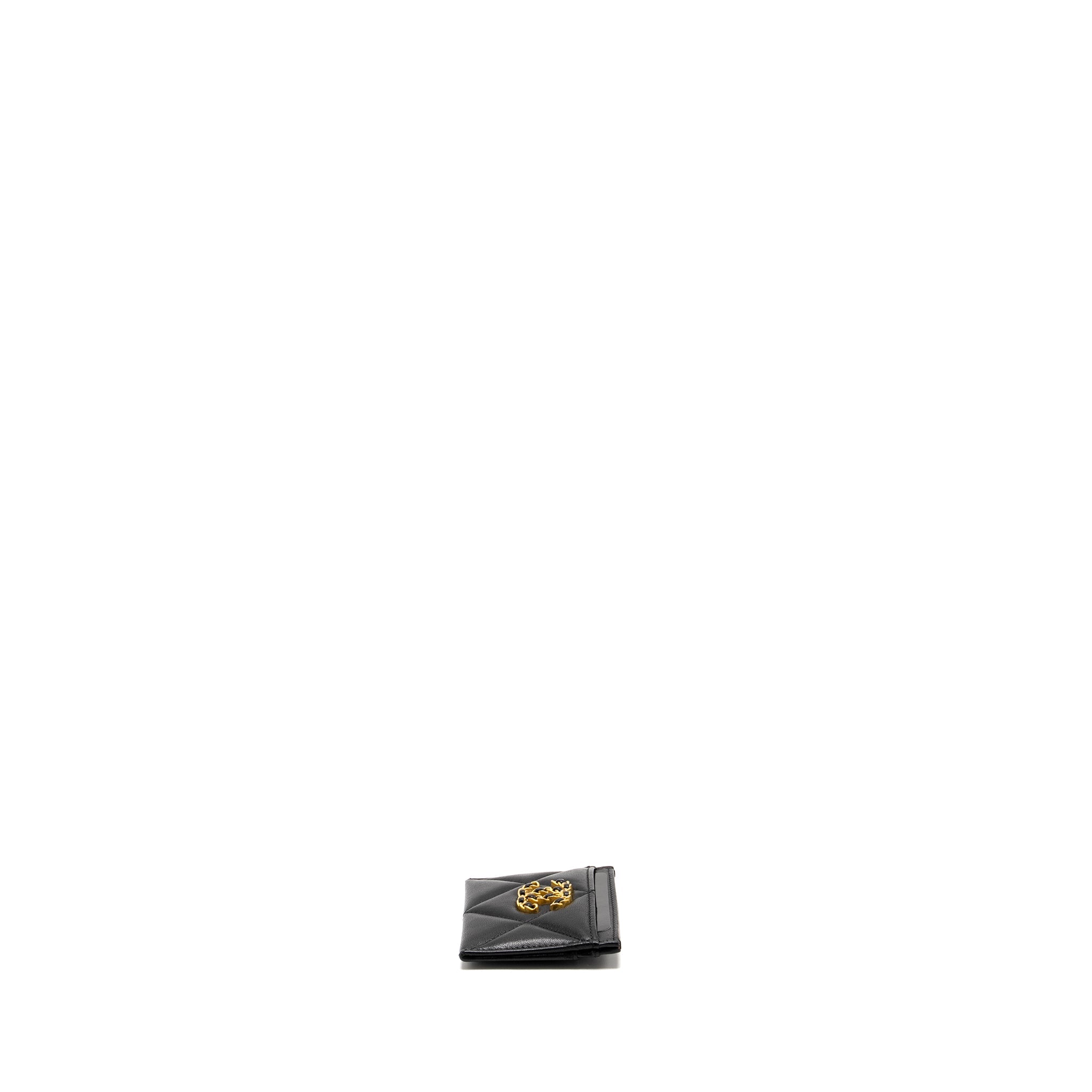 CHANEL 19 CARD HOLDER LAMBSKIN BLACK GHW (MICROCHIP)