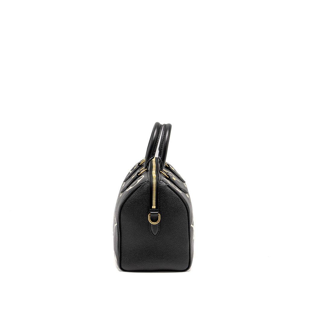 LOUIS VUITTON SPEEDY 25 BANDOULIERE BICOLOR MONOGRAM EMPREINTE BLACK GHW