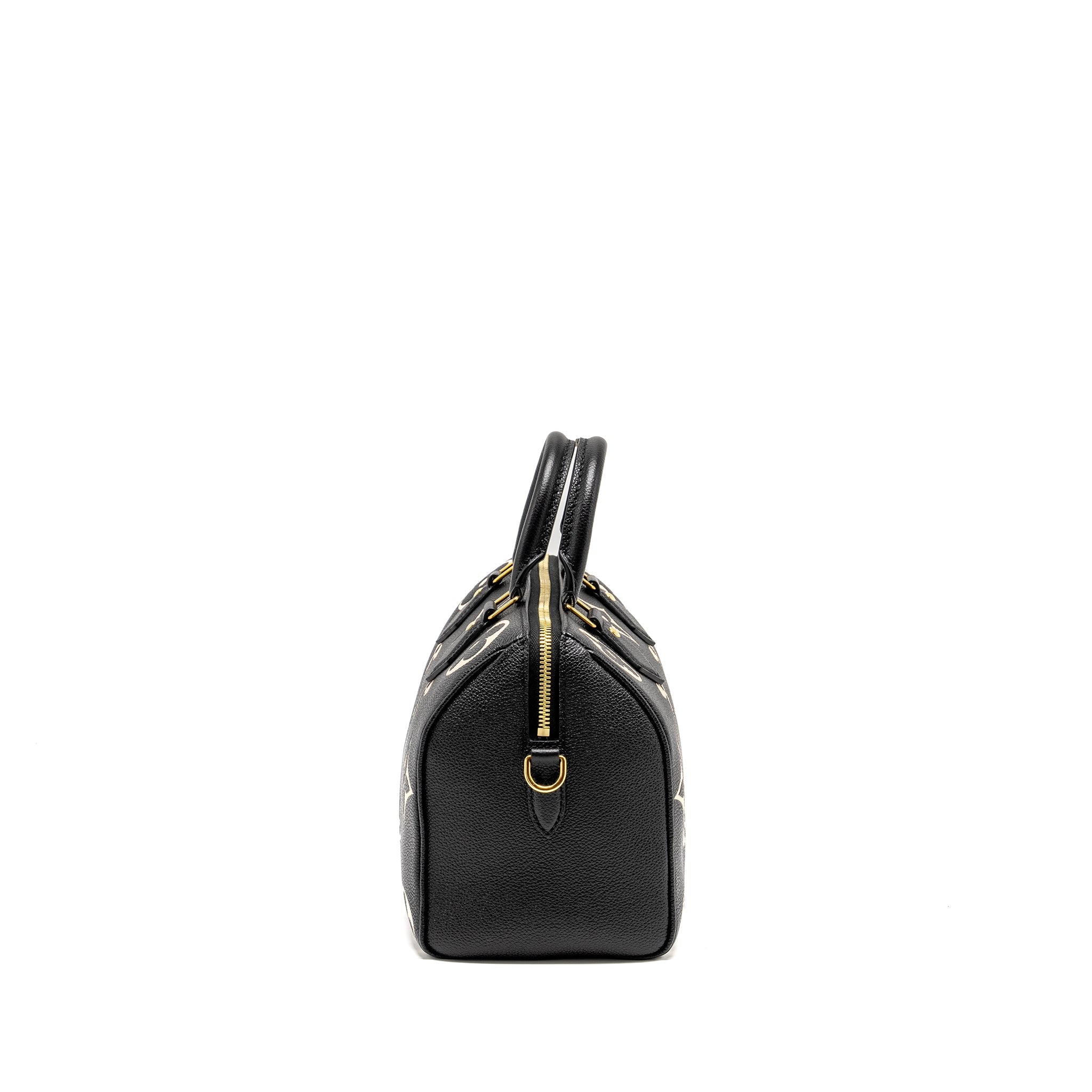 LOUIS VUITTON SPEEDY 25 BANDOULIERE BICOLOR MONOGRAM EMPREINTE BLACK GHW