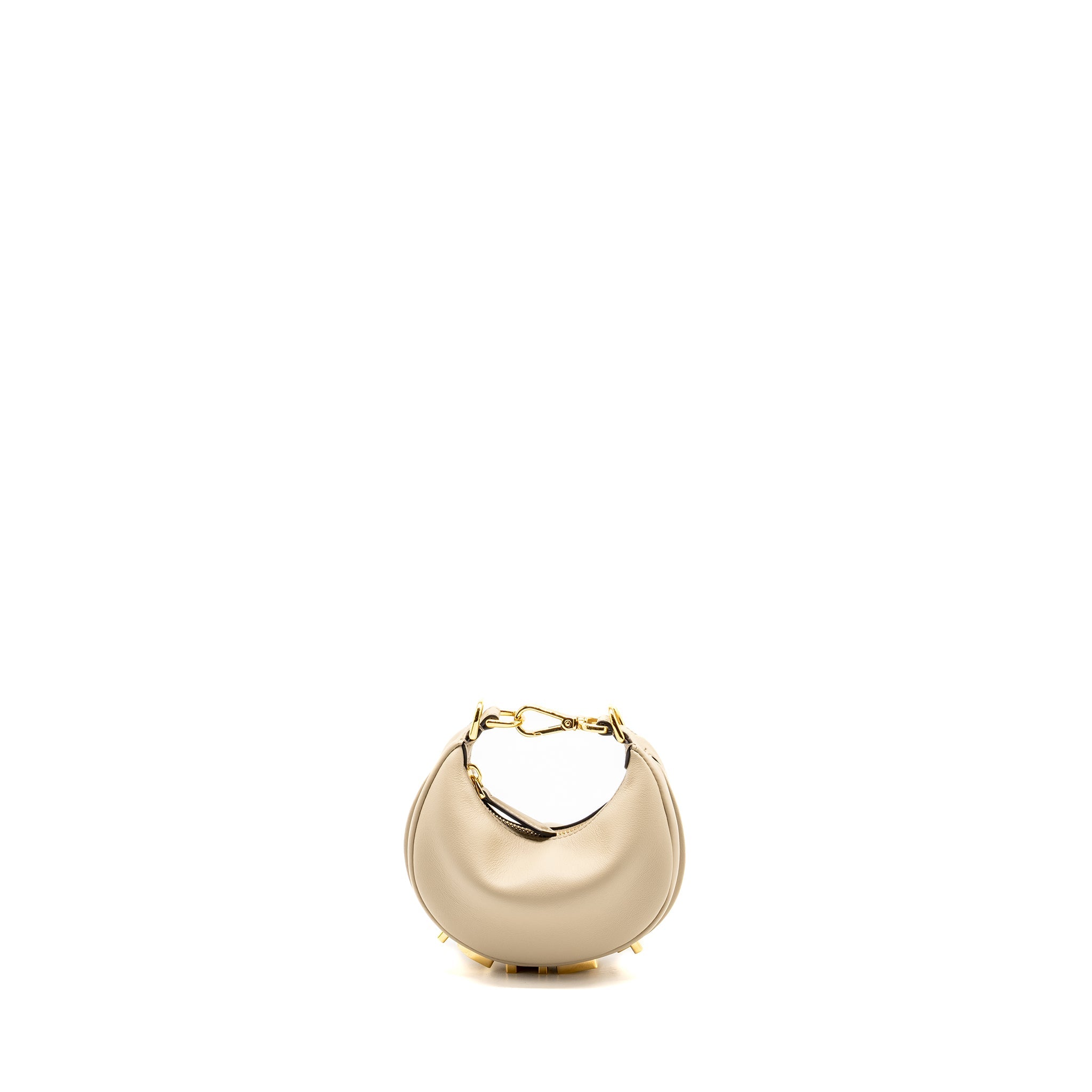 FENDI NANO FENDIGRAPHY LEATHER CHARM CALFSKIN BEIGE GHW