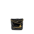 CHANEL 23K MINI 22 BAG SHINY CALFSKIN BLACK GHW (MICROCHIP)