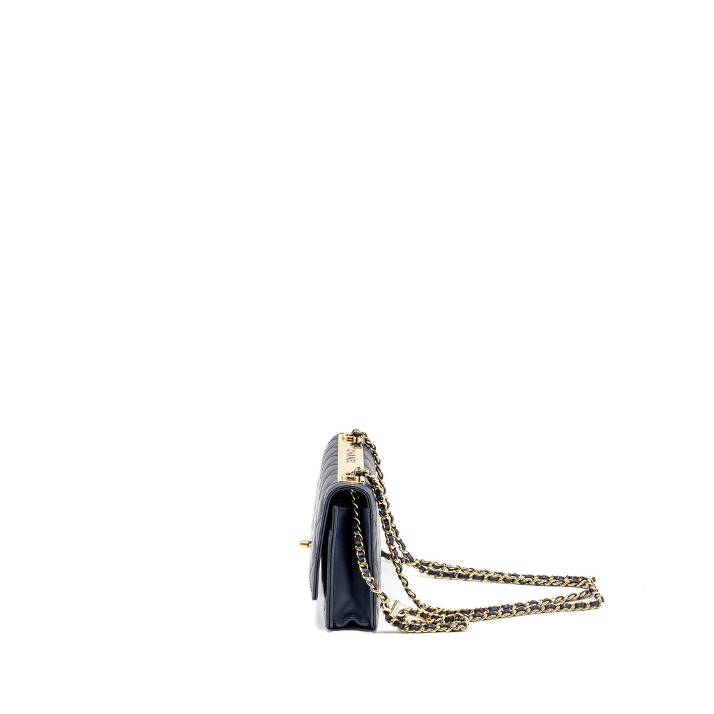 CHANEL TRENDY CC WALLET ON CHAIN LAMBSKIN NAVY LGHW