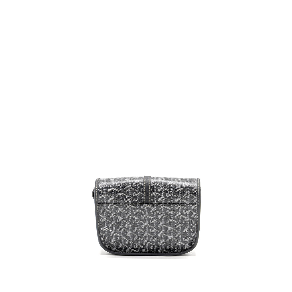 GOYARD BELVEDERE PM MESSENGER BAG GOYARDINE CANVAS CALFSKIN GREY SHW
