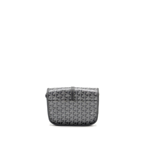 GOYARD BELVEDERE PM MESSENGER BAG GOYARDINE CANVAS CALFSKIN GREY SHW