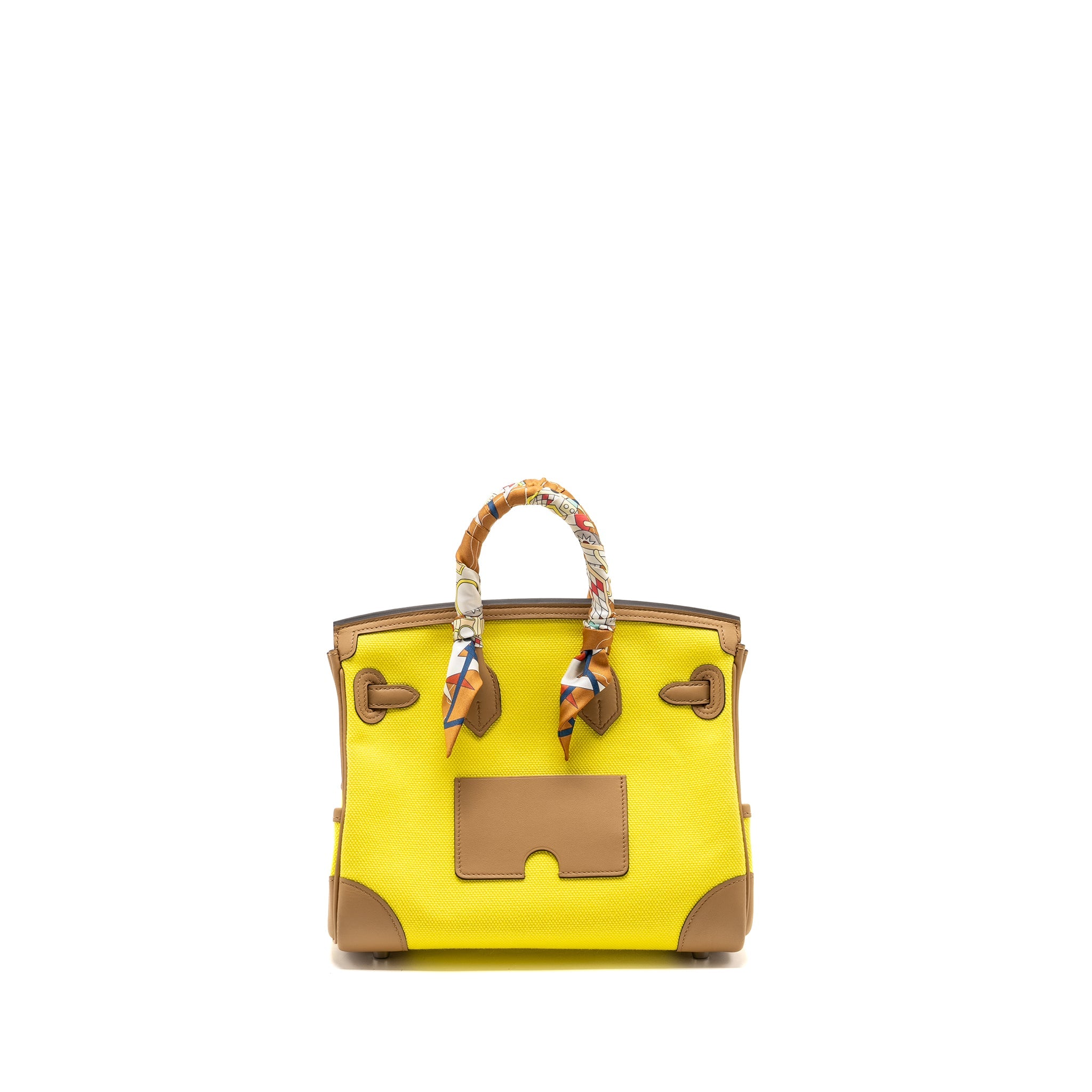 HERMES BIRKIN 25 CARGO TOILE GOELAND / SWIFT JAUNE CITRON / CHAI SHW