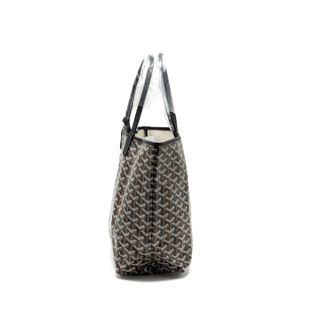 GOYARD SAINT LOUIS PM TOTE BAG GOYARDLINE CANVAS / LEATHER BLACK SHW