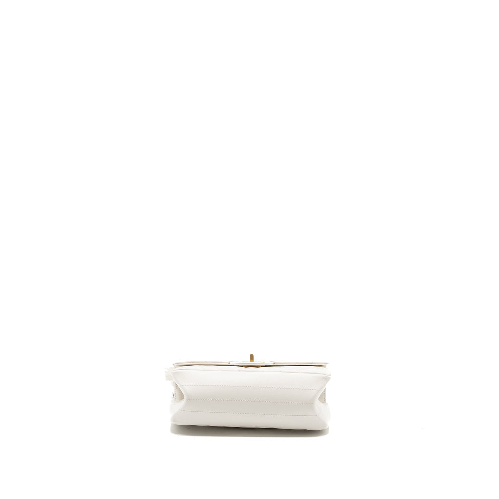 CHANEL MINI CHEVRON 2.55 REISSUE FLAP BAG CALFSKIN WHITE GHW (MICROCHIP)