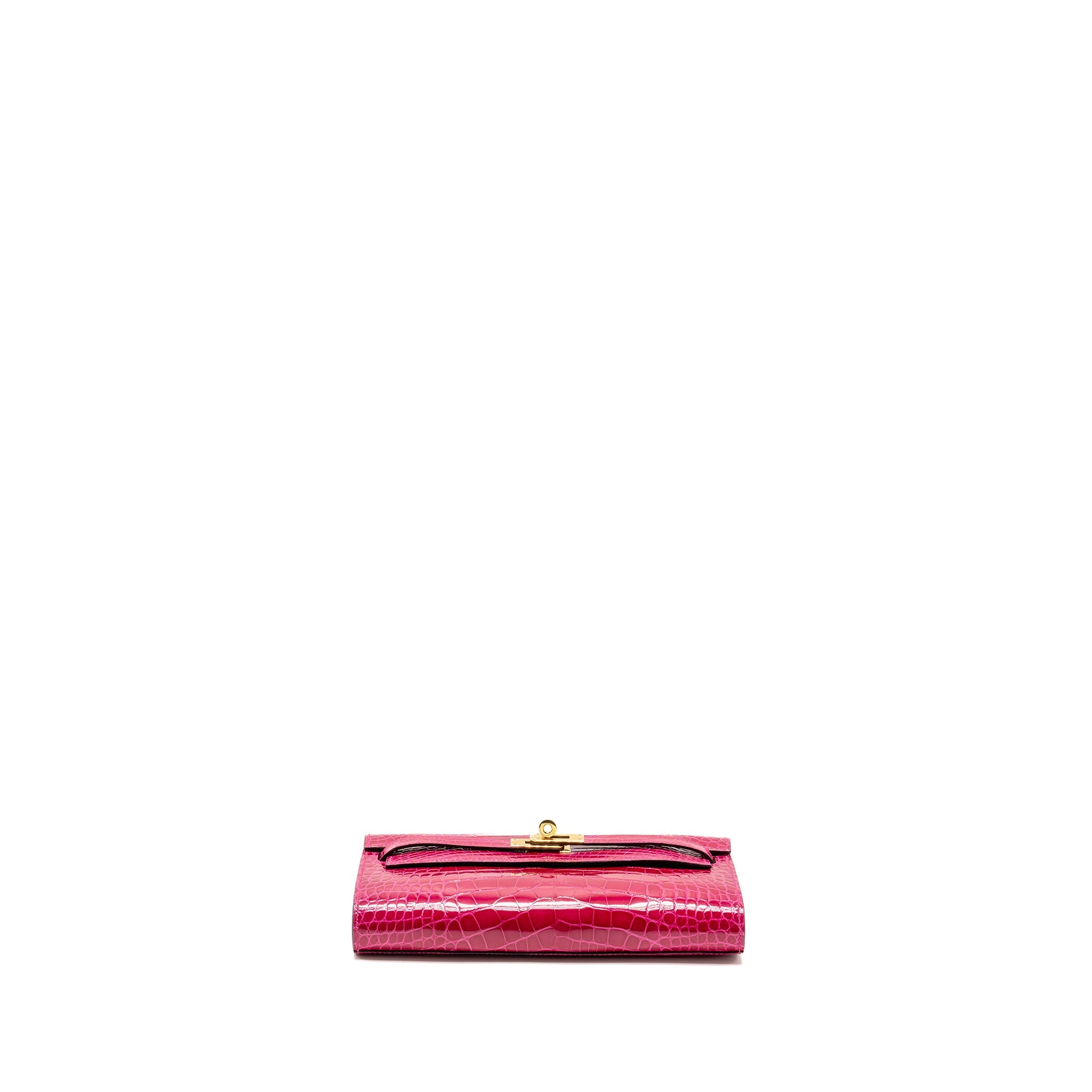 HERMES KELLY TO GO SHINY ALLIGATOR MISSISSIPPIENSIS ROSE MEXICO GHW