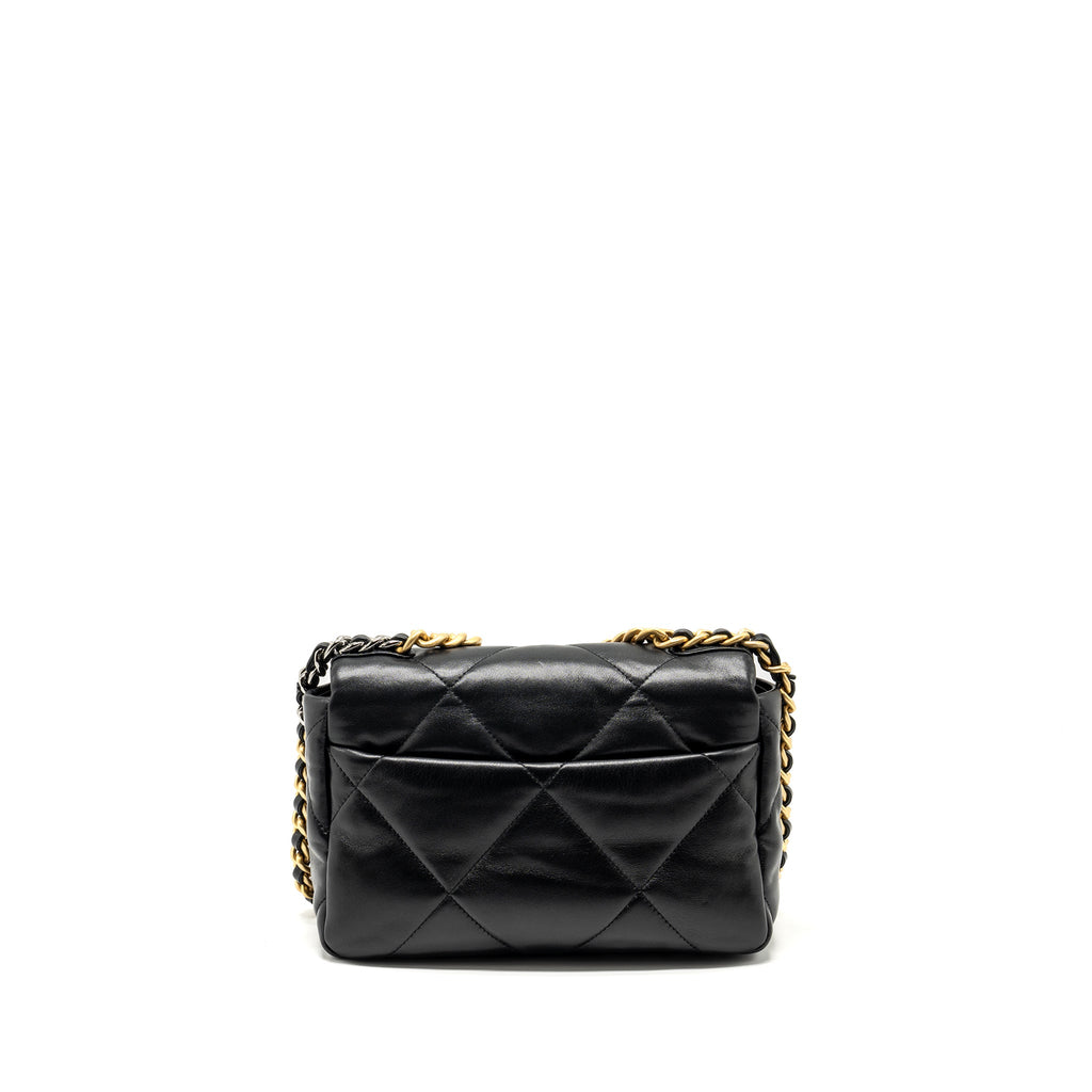 CHANEL SMALL 19 BAG LAMBSKIN BLACK MULTICOLOUR HARDWARE
