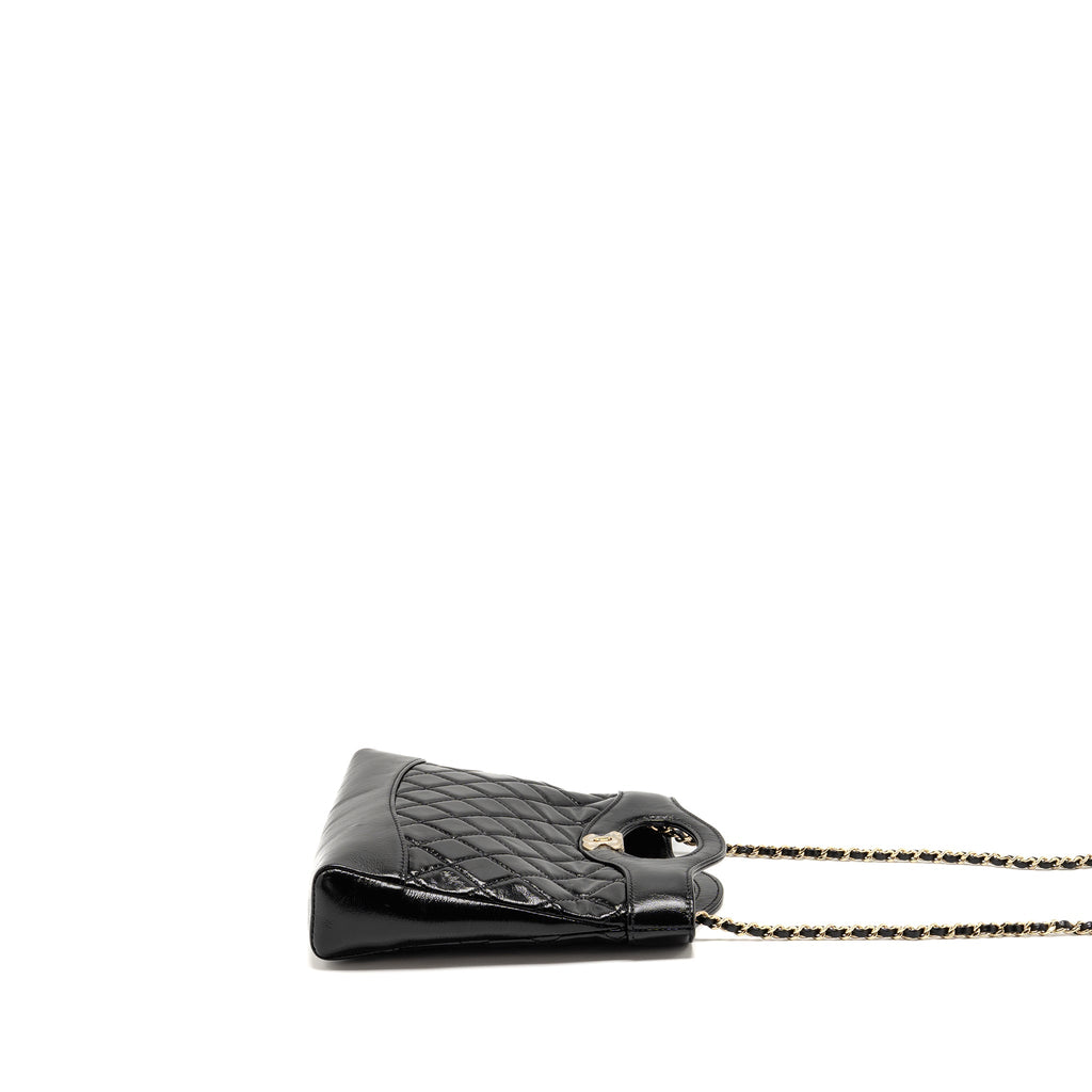 CHANEL MINI 31 BAG SHINY LAMBSKIN BLACK LGHW (MICROCHIP)