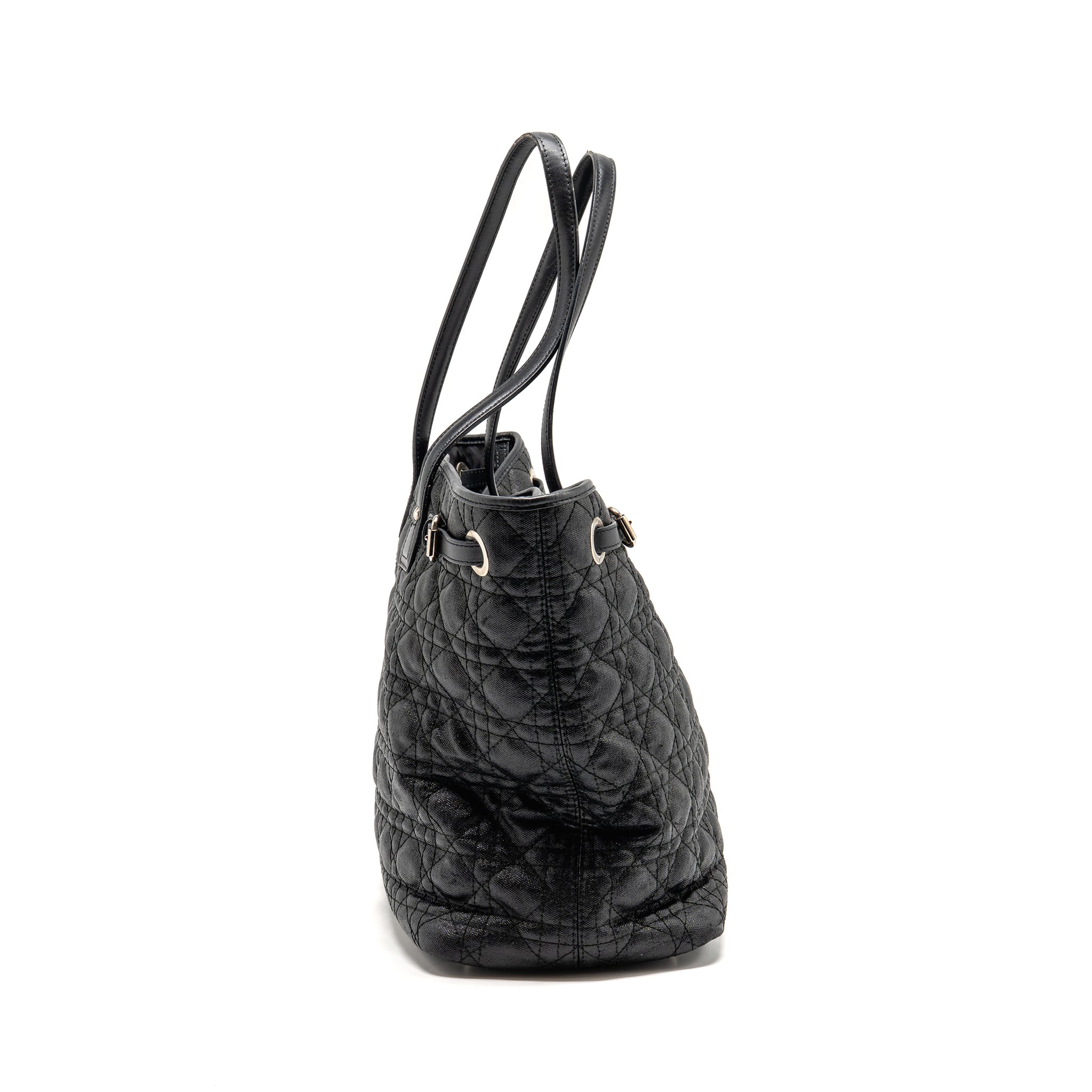 DIOR SHOPPING TOTE BAG CANVAS BLACK SHW