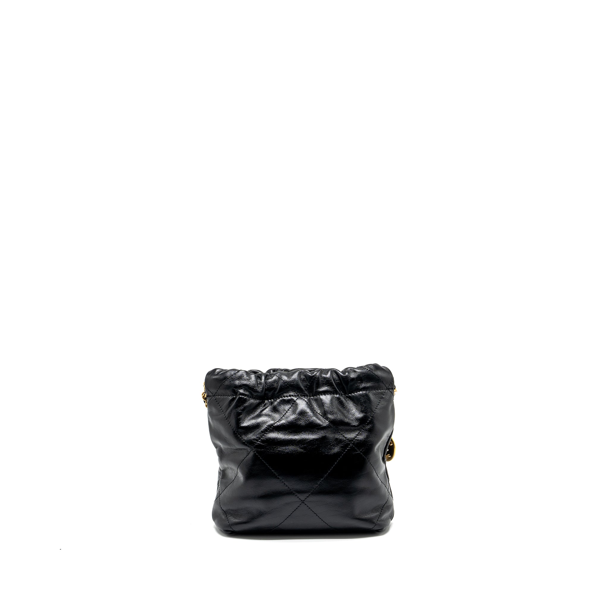 CHANEL MINI 22 BAG SHINY CALFSKIN BLACK GHW (MICROCHIP)