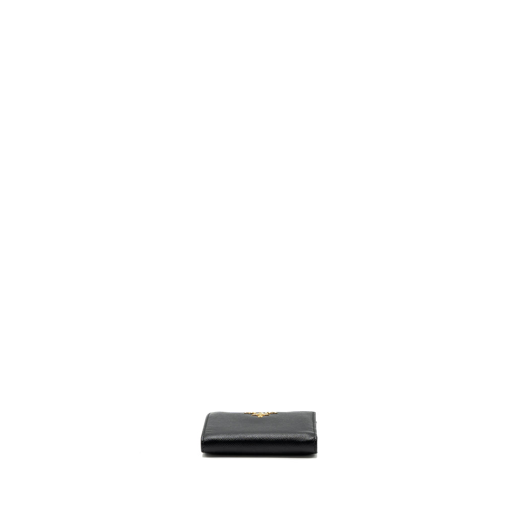 PRADA SMALL SAFFIANO LEATHER WALLET BLACK GHW