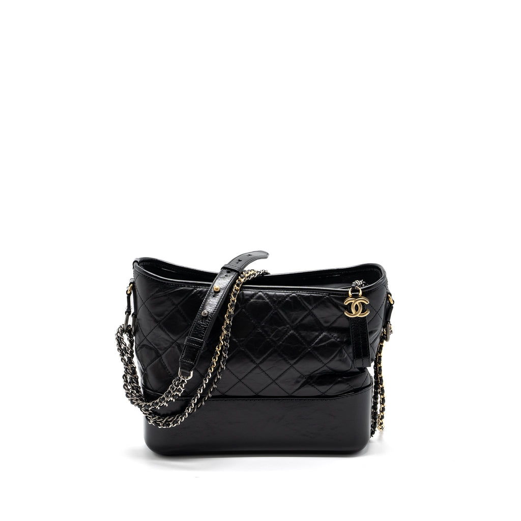 CHANEL LARGE GABRIELLE HOBO BAG  AGED CALFSKIN BLACK MULTICOLOUR HARDWARE