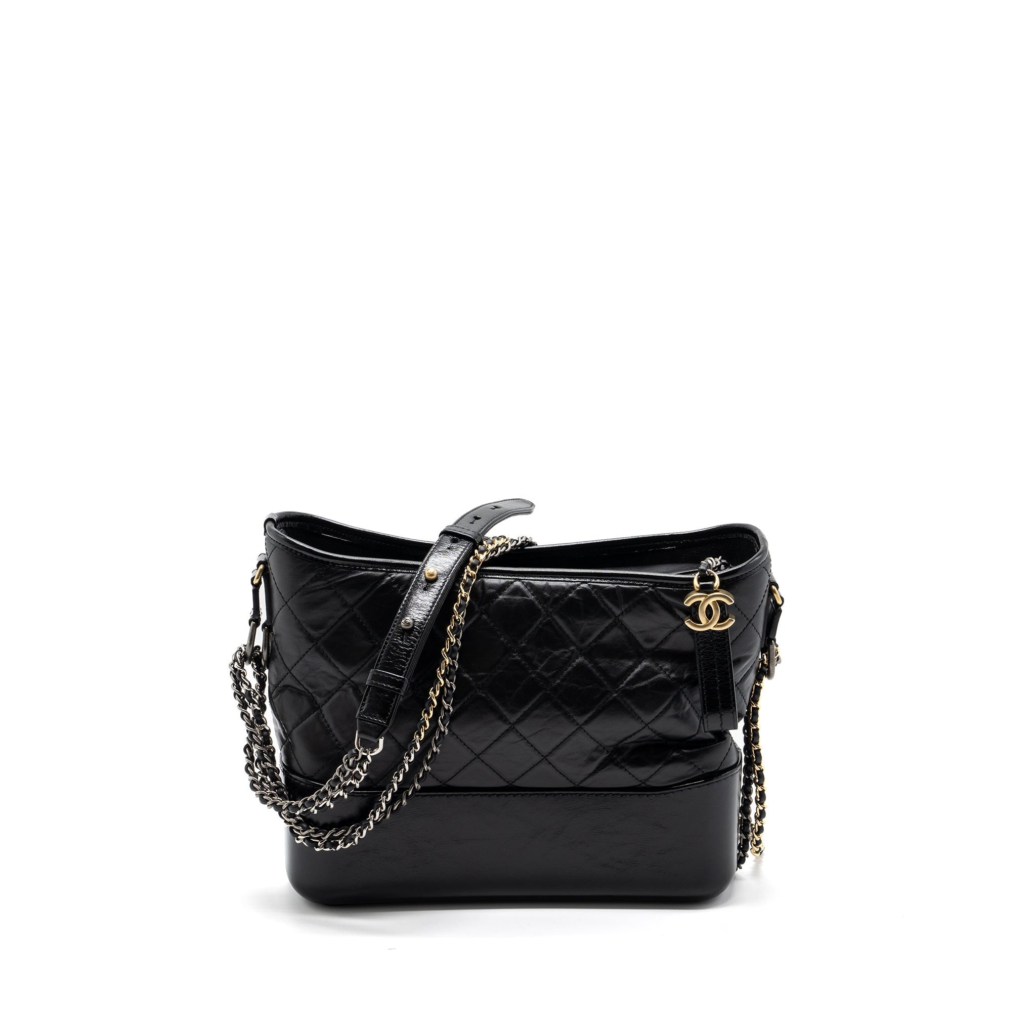 CHANEL LARGE GABRIELLE HOBO BAG  AGED CALFSKIN BLACK MULTICOLOUR HARDWARE