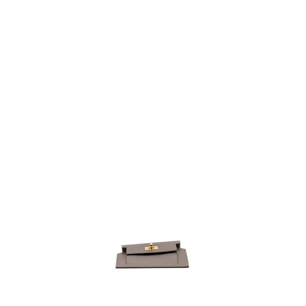 HERMES KELLY POCKET COMPACT WALLET EPSOM GRIS ETAIN GHW