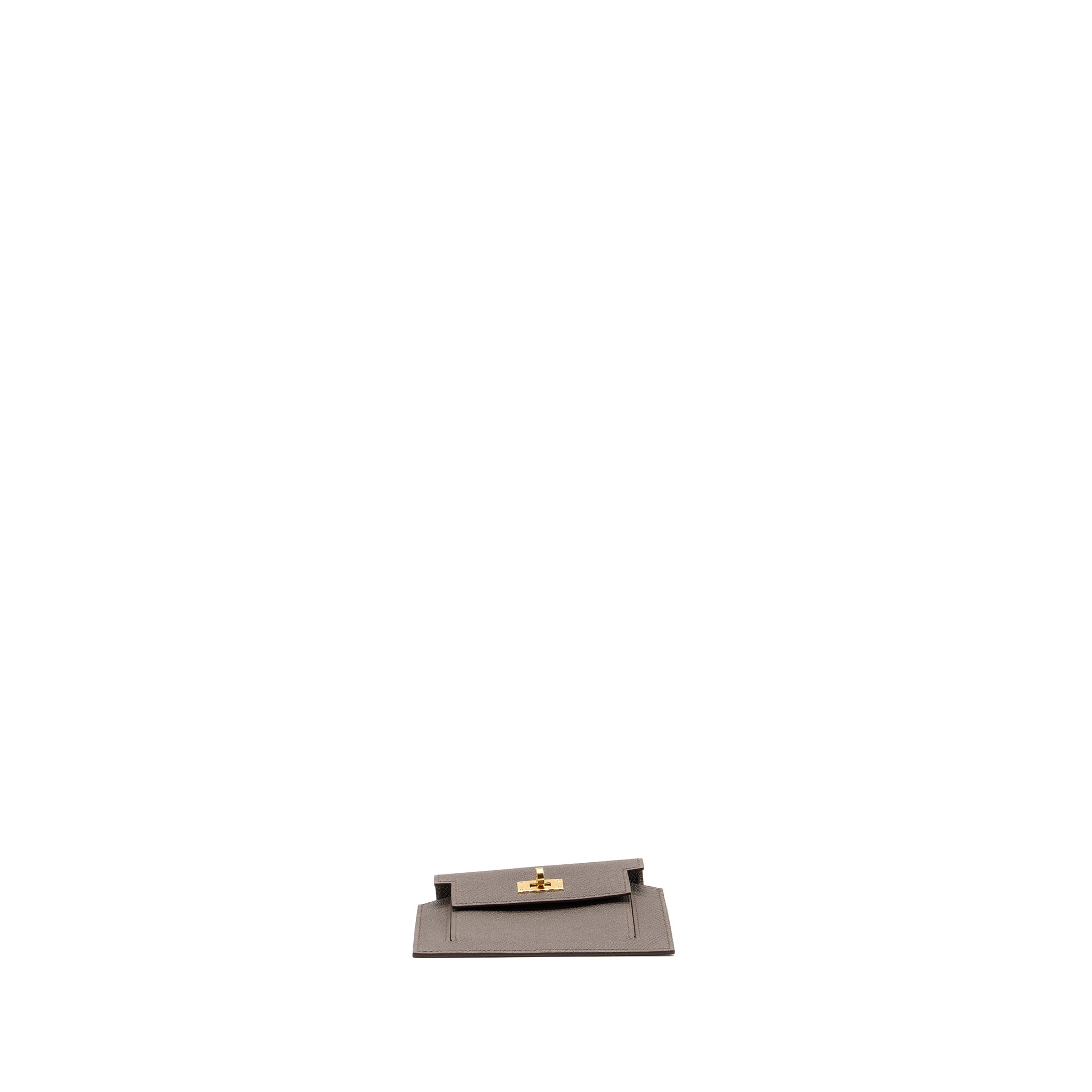 HERMES KELLY POCKET COMPACT WALLET EPSOM GRIS ETAIN GHW