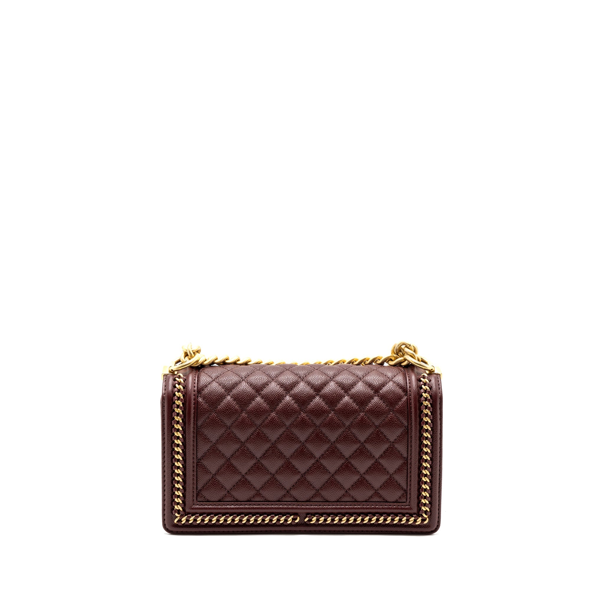 CHANEL MEDIUM BOY BAG LIMITED EDITION CAVIAR BURGUNDY GHW(MICROCHIP)