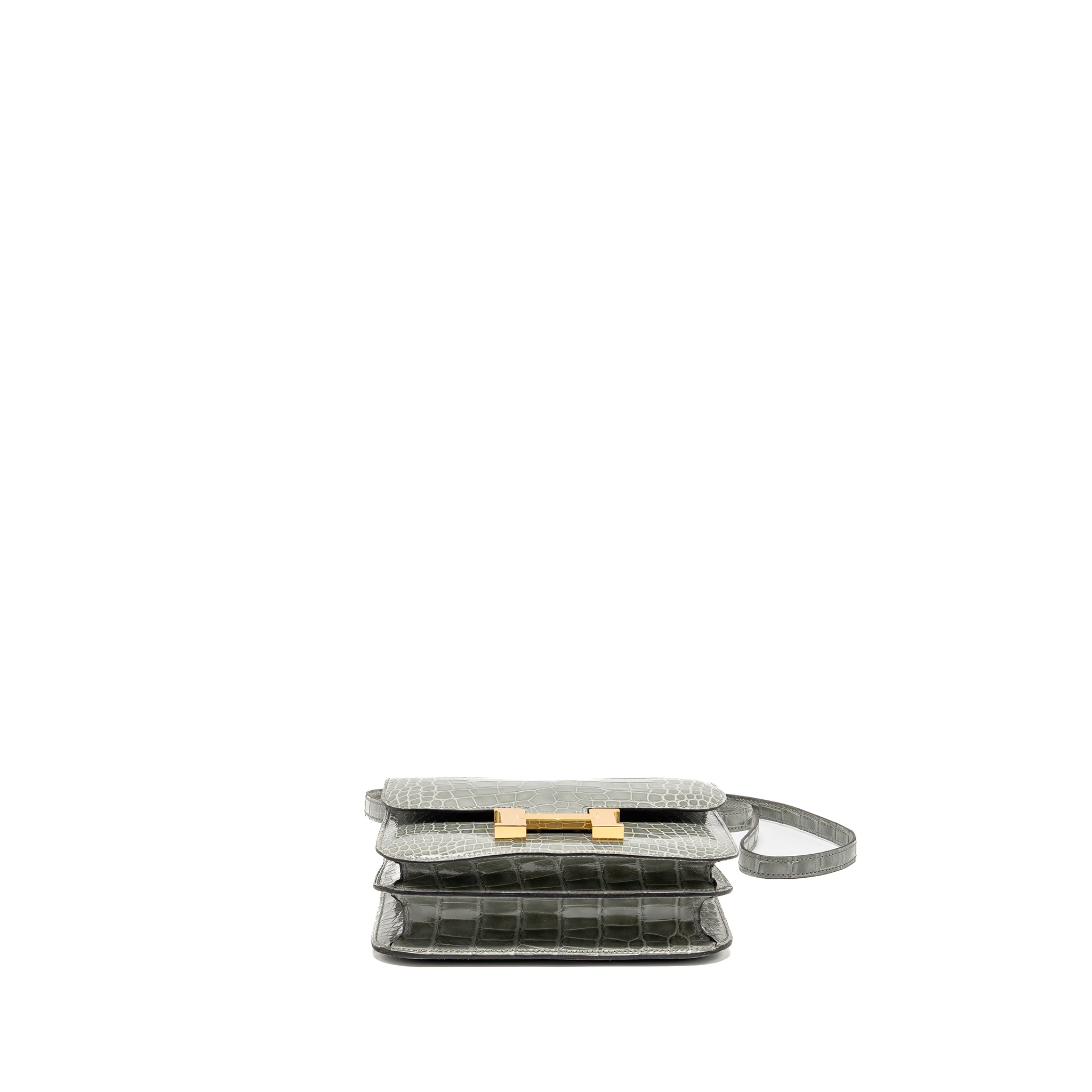 HERMES CONSTANCE MINI ALLIGATOR MISSISSIPPIENSIS 0V GRIS CIMENT GHW
