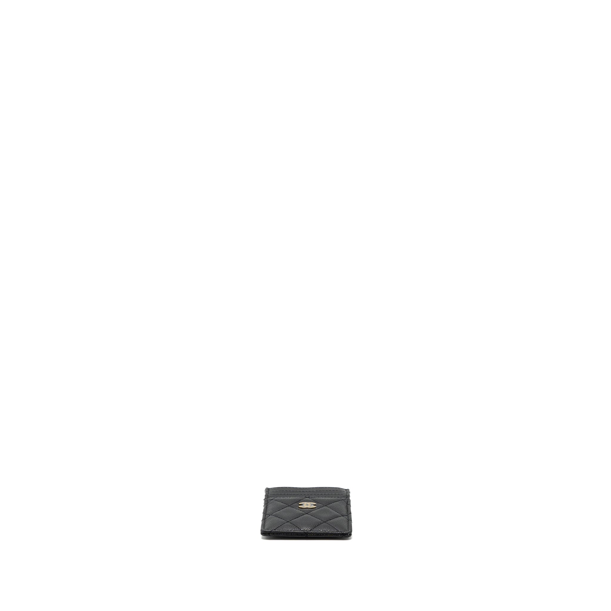 CHANEL 23K VERTICAL CARD HOLDER CAVIAR BLACK LGHW (MICROCHIP)