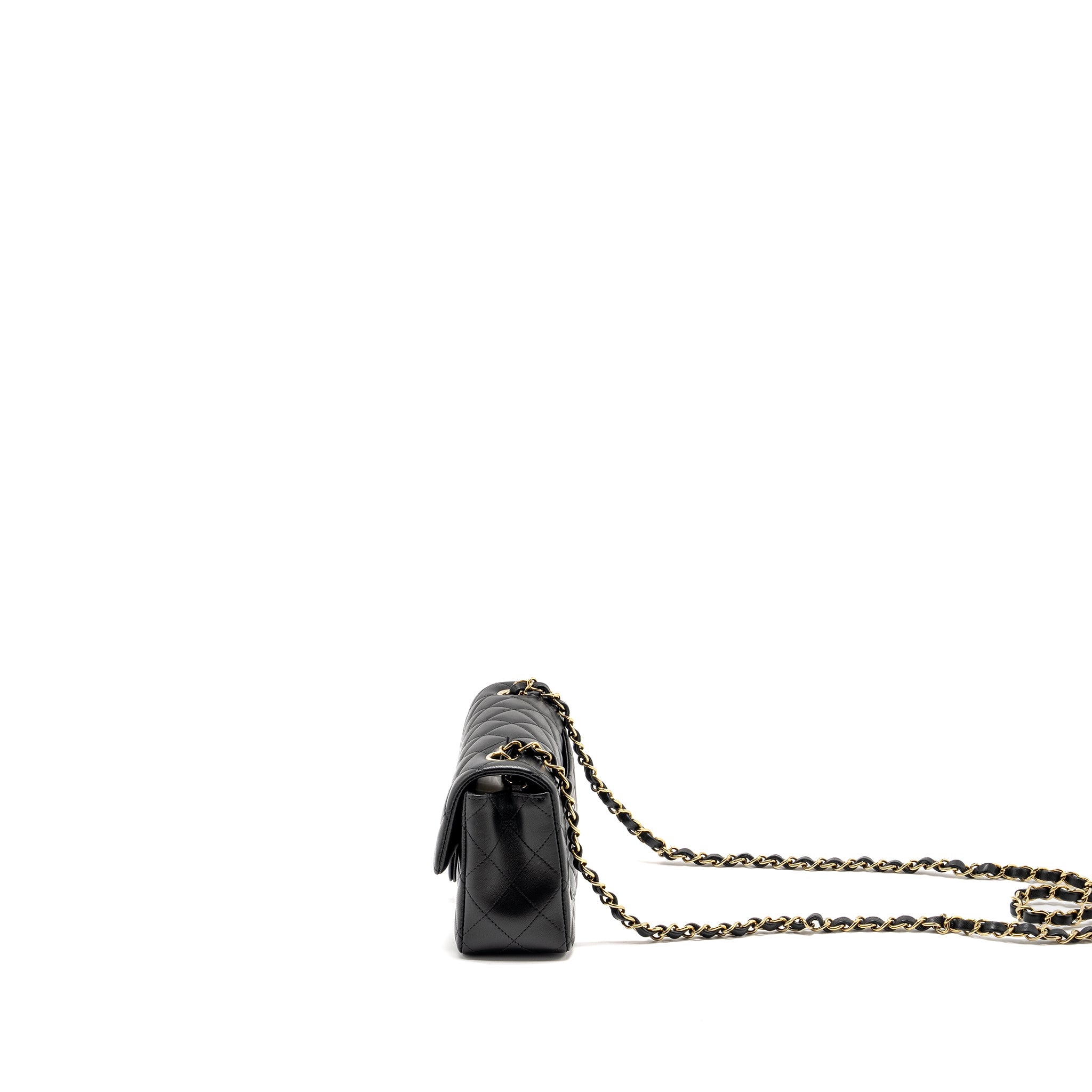 CHANEL MINI RECTANGULAR FLAP BAG LAMBSKIN BLACK LGHW (MICROCHIP)