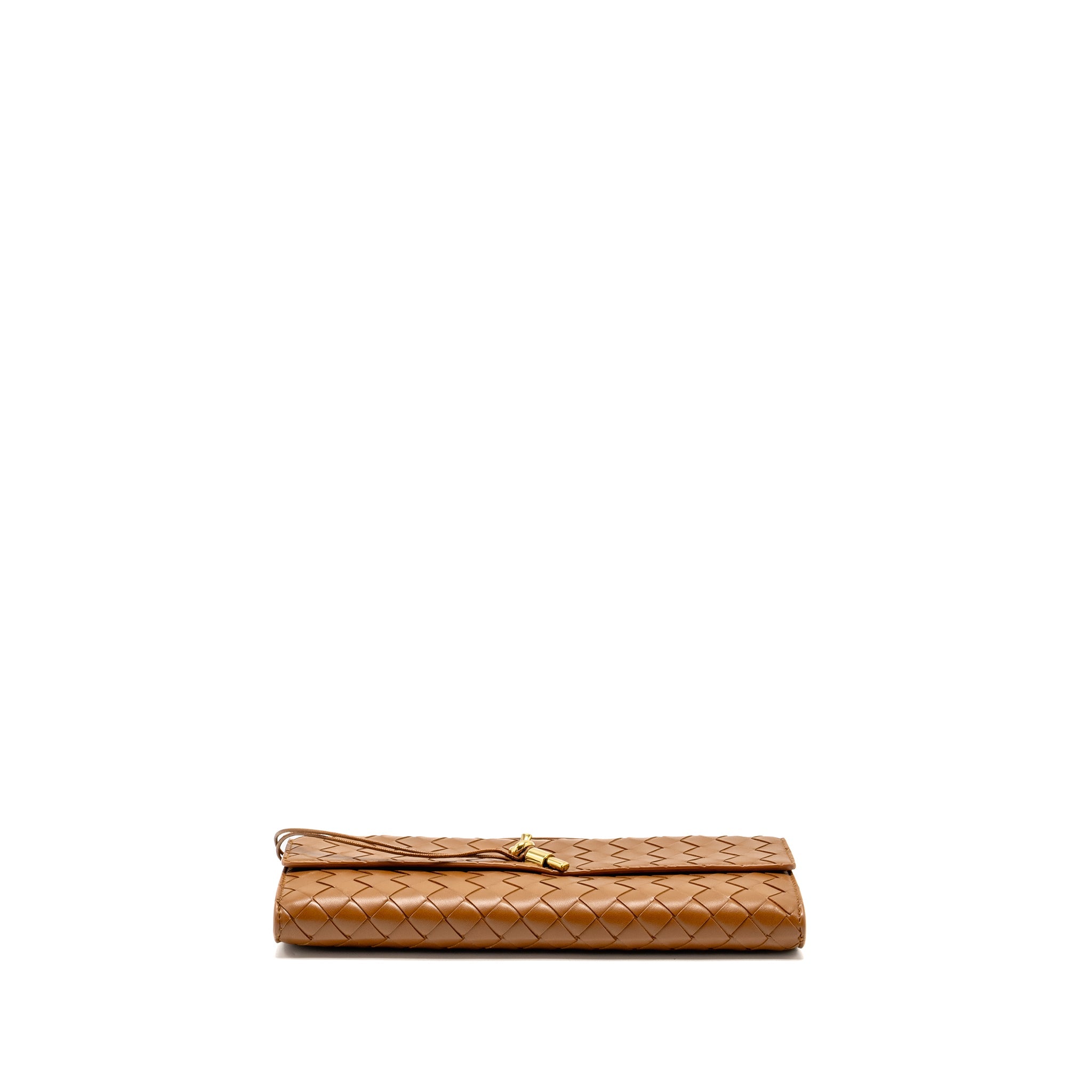 BOTTEGA VENETA ANDIAMO CLUTCH BAG LAMBSKIN BROWN GHW