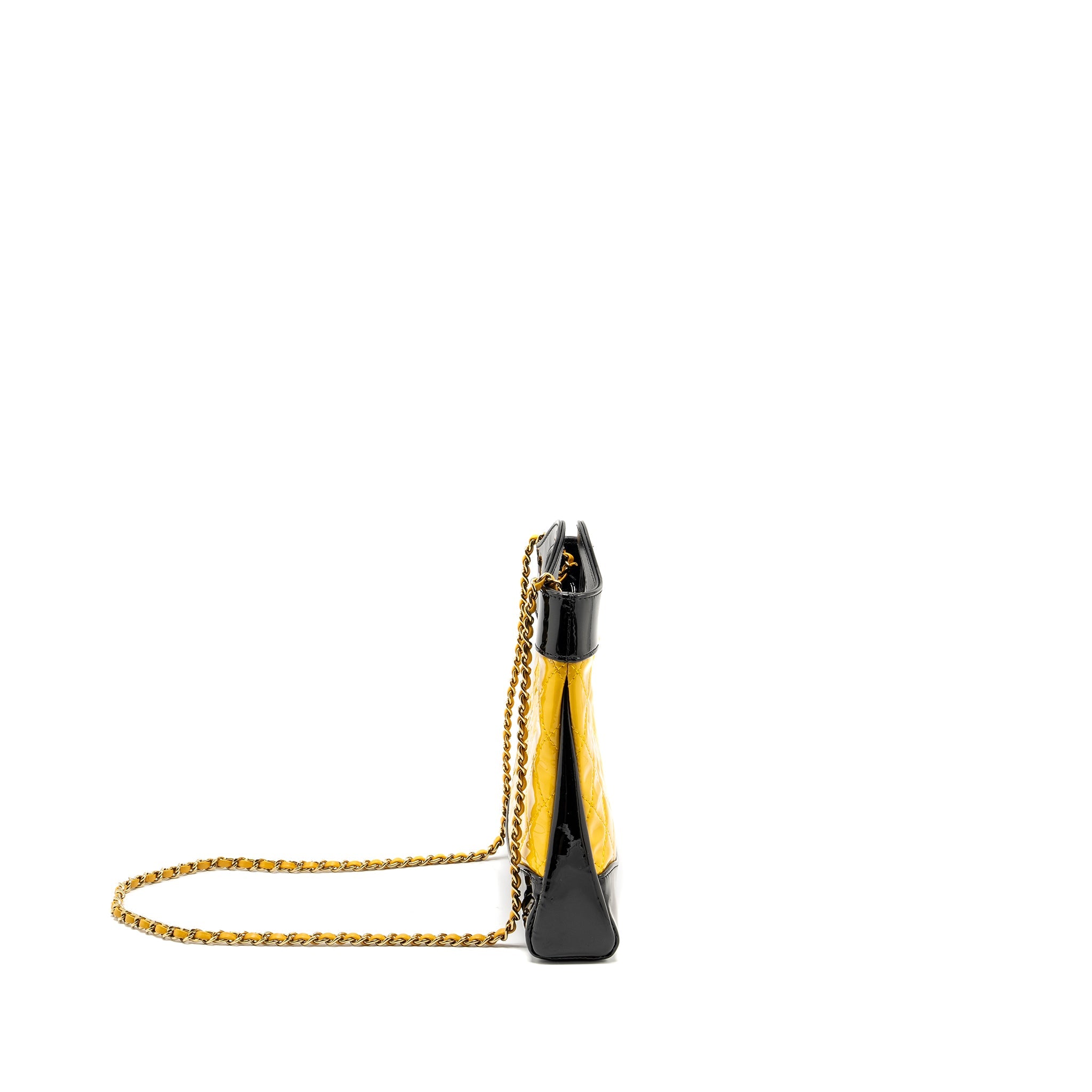 CHANEL MINI 31 BAG PATENT BLACK/YELLOW LGHW (MICROCHIP)