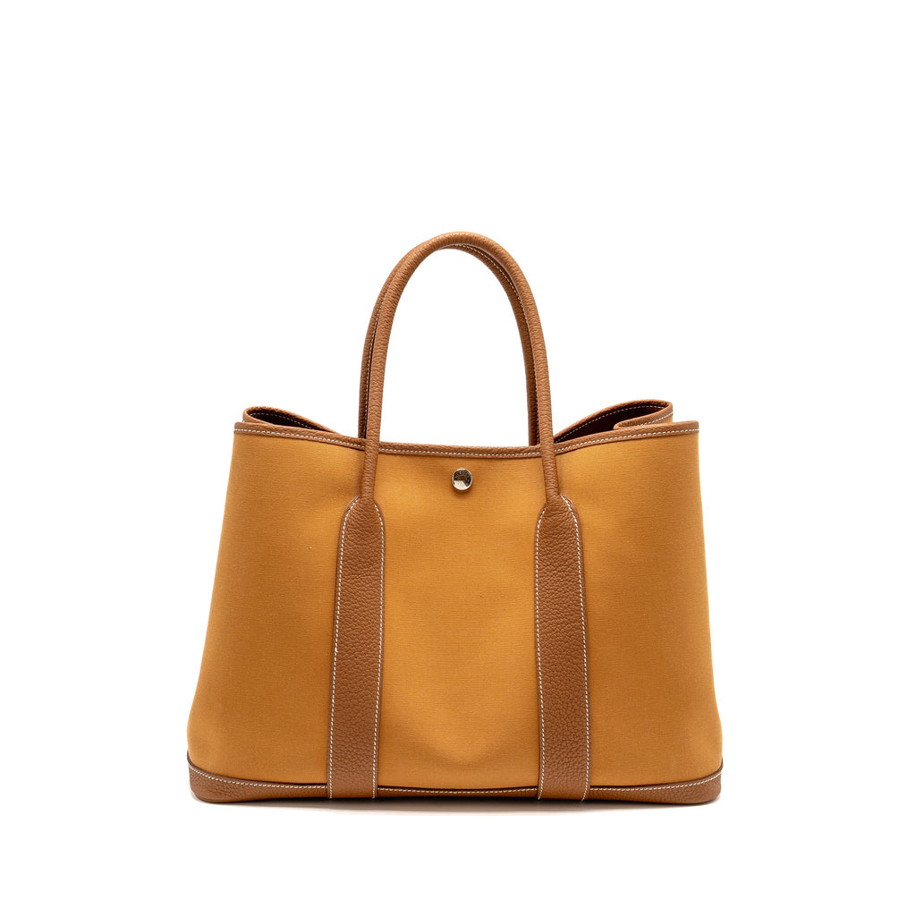 HERMES GARDEN PARTY 36 CANVAS/NEGONDA DUNE-MAGNOLIA/GOLD SHW
