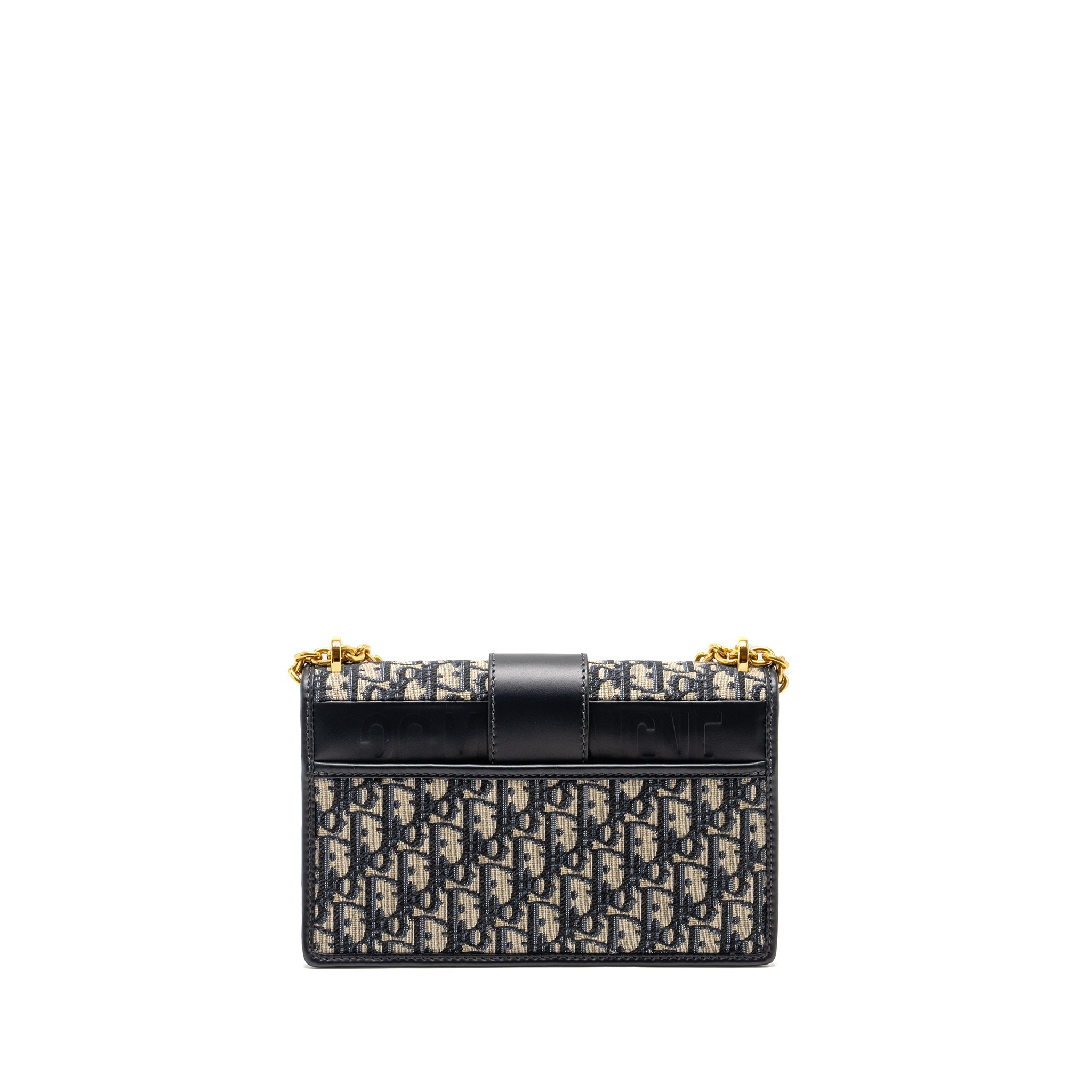 DIOR 30 MONTAIGNE CHAIN BAG OBLIQUE JACQUARD BLUE GHW