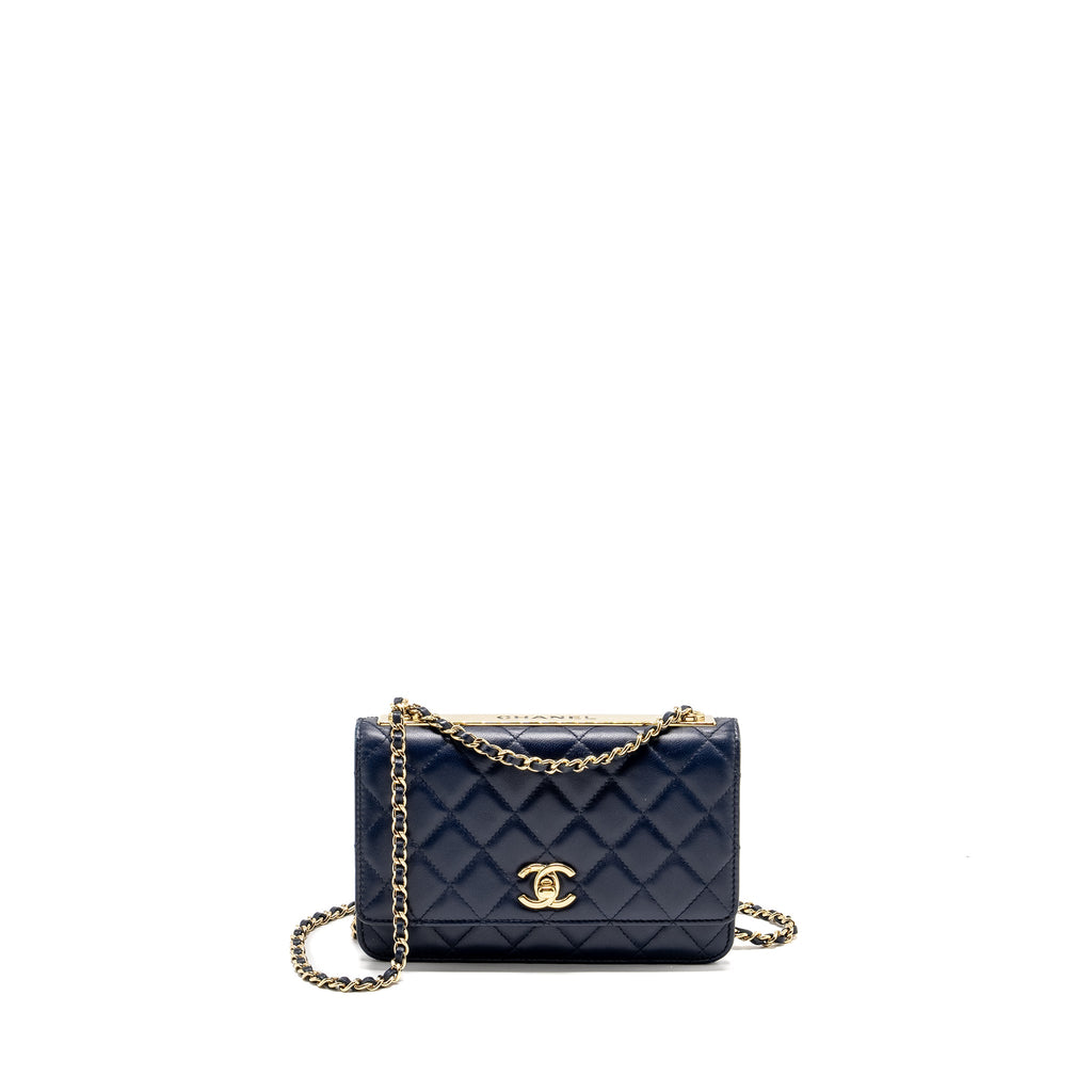 CHANEL TRENDY CC WALLET ON CHAIN LAMBSKIN NAVY LGHW